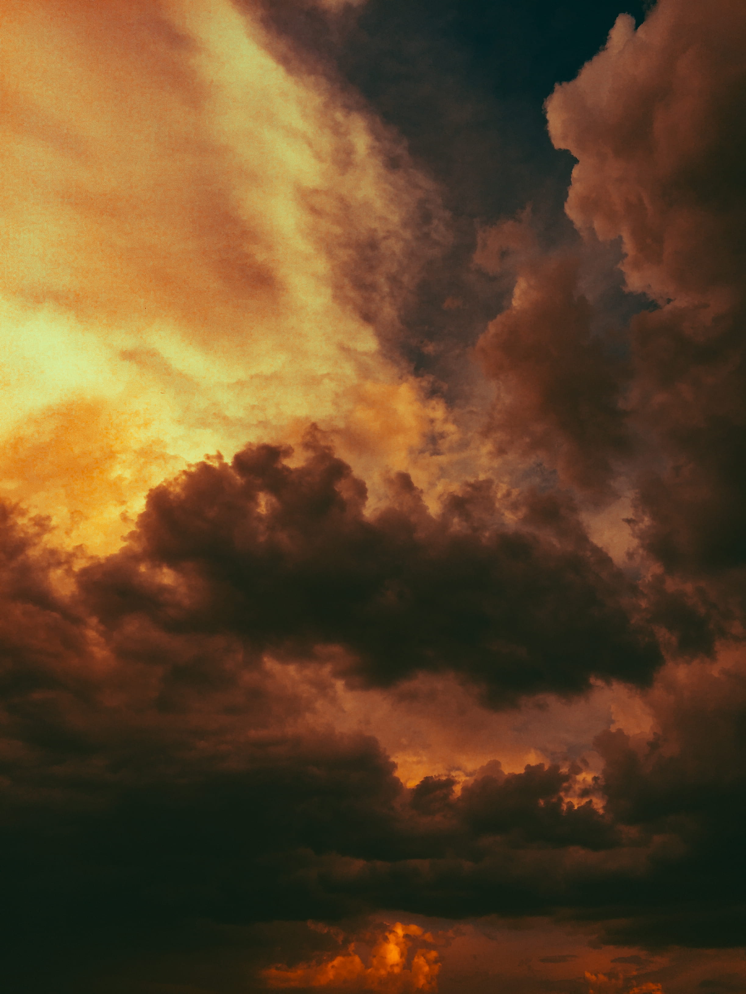 cloudy, wonder, outdoors, cloud - sky, tranquility, cloud, sky, scenics - nature, tranquil scene, backgrounds, sunset, beauty in nature, orange color, cloudy scape, Phone HD Wallpaper