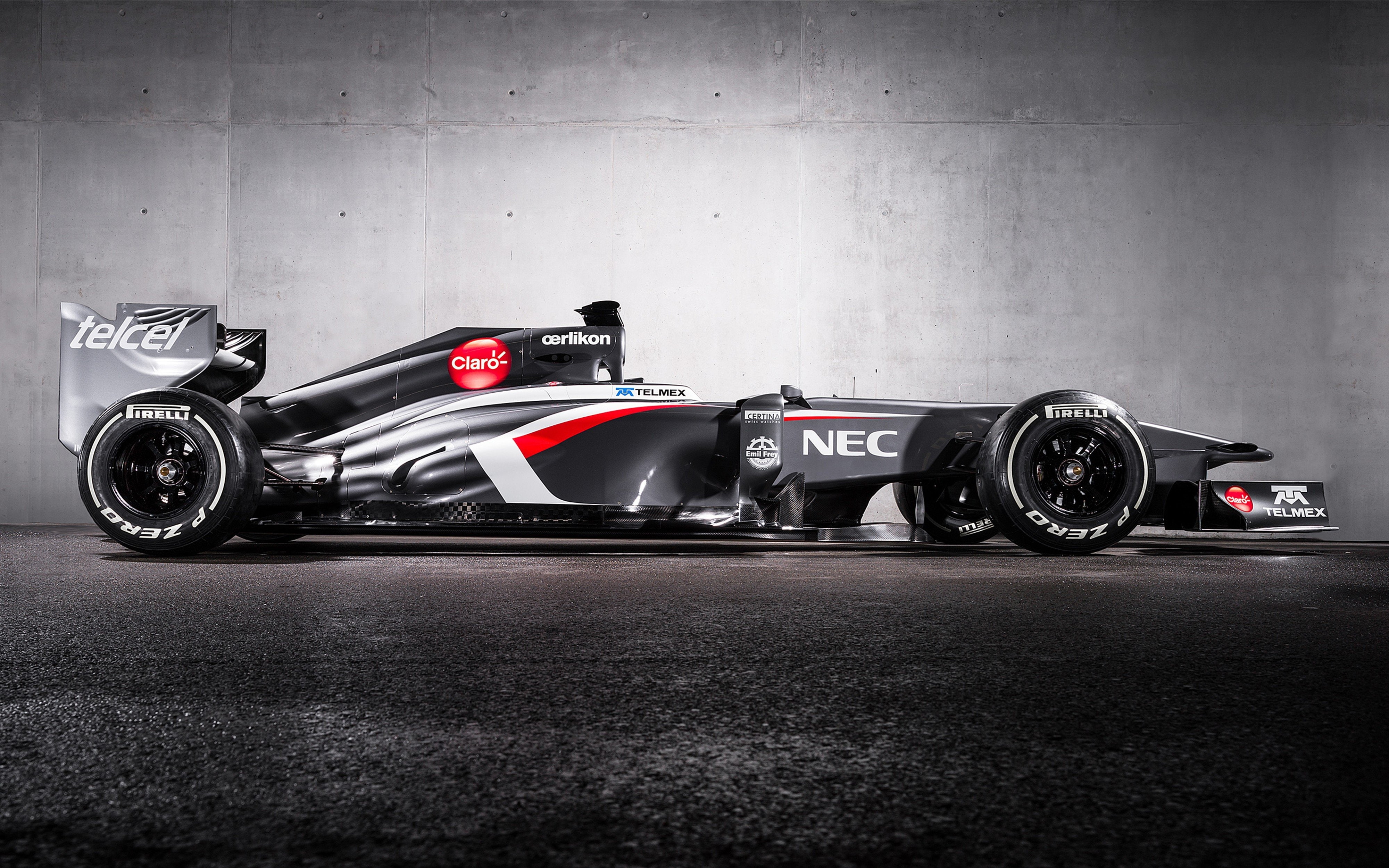 sports car, driving, racing, luxury, shiny, sauber c32, racecar, side view, Vehicle, formula 1, people, mode of transportation, motor racing track, crash helmet, HD Wallpaper