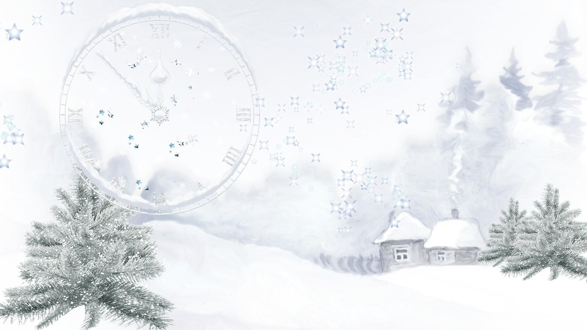 cold, 1080P, time, clock, firefox persona, winter, 3d and abstract, vintage, cottage, snow, winters, houses, trees, white, analog, HD Wallpaper