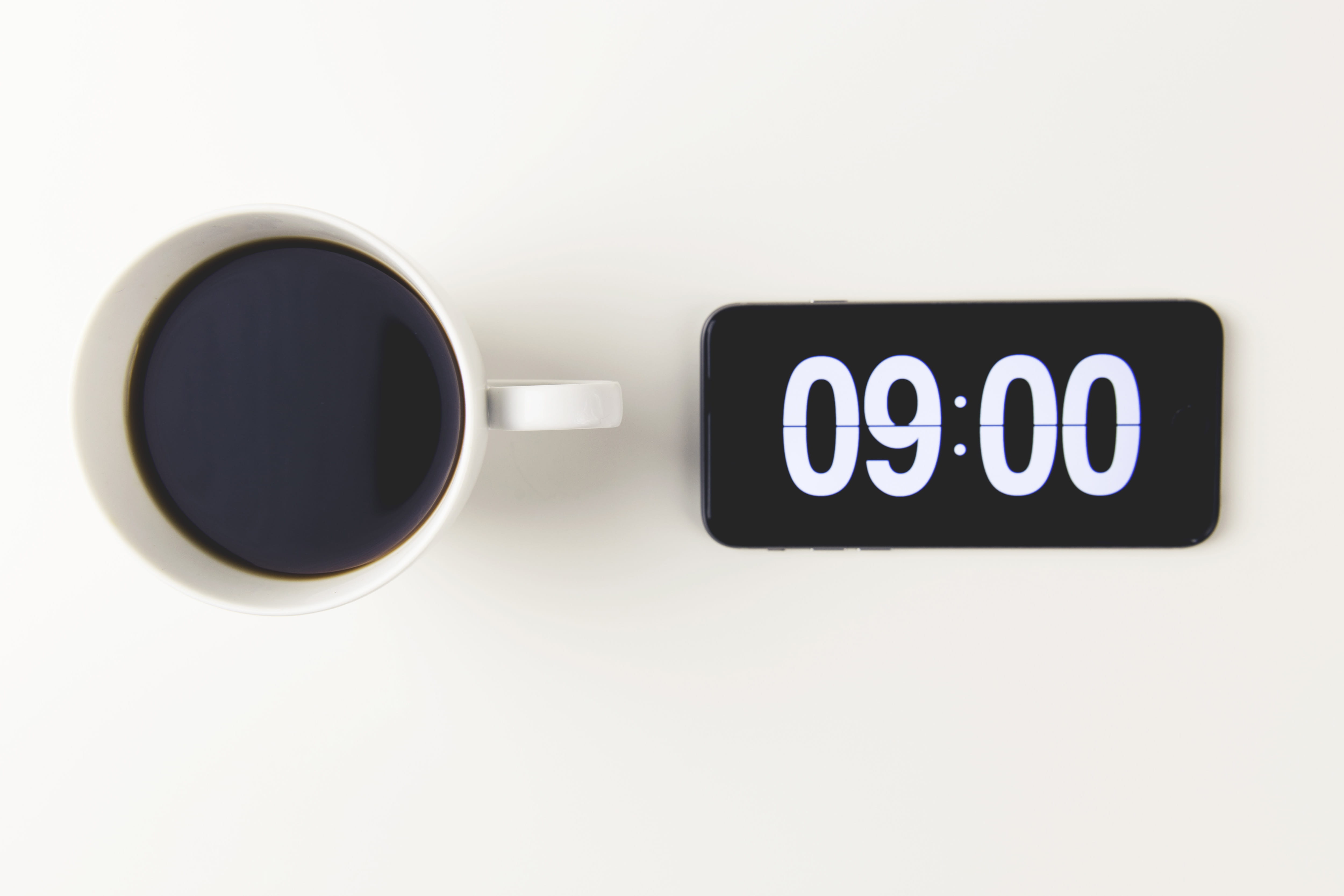 clock, tea cup, close-up, mobile, text, phone, coffee - drink, refreshment, technology, breakfast, cut out, food and drink, hot drink, business, copy space, HD Wallpaper