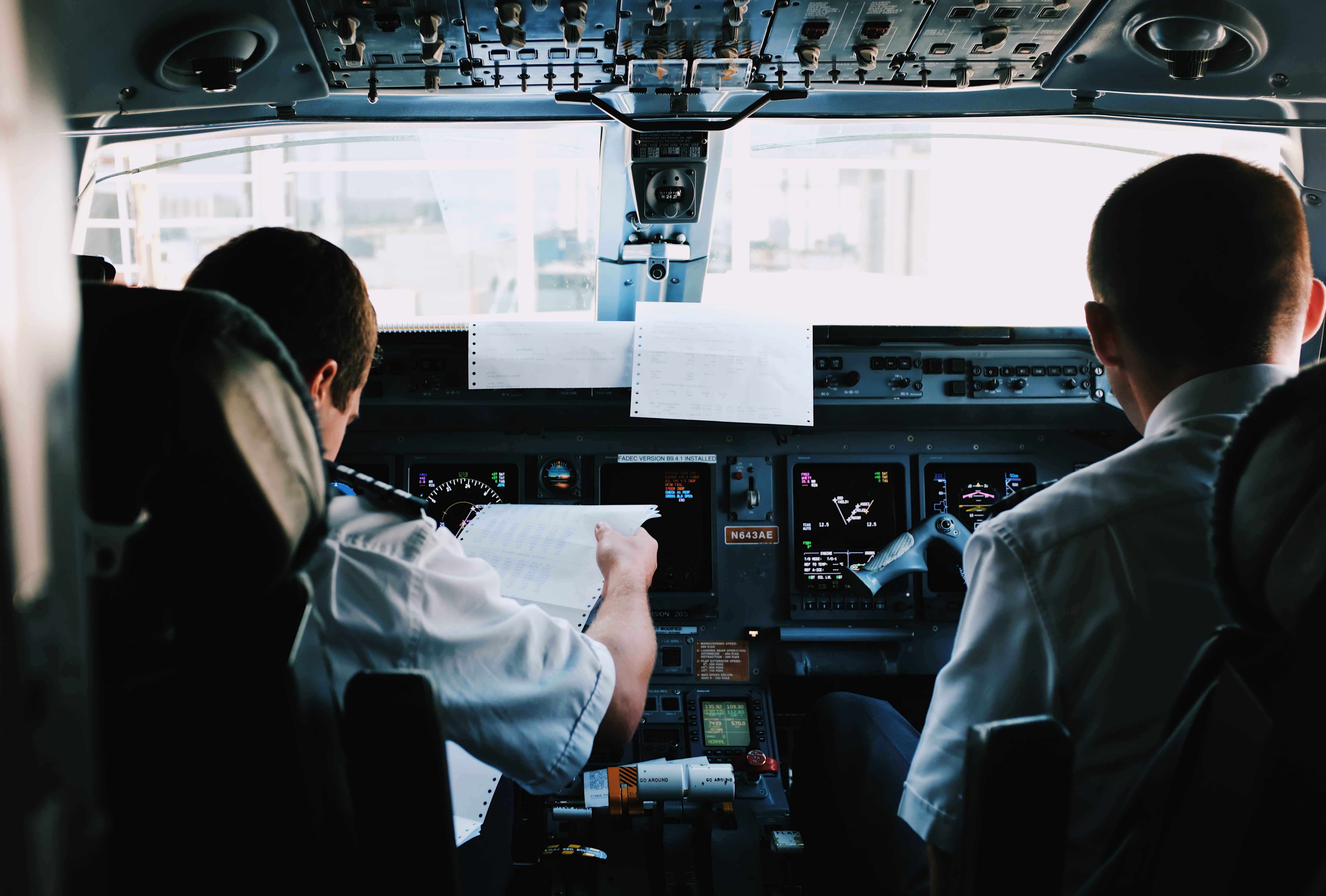 teamwork, two, blake guidry, working, mode of transportation, two people, air traffic, 5K, cooperation, uniform, responsibility, sitting, transportation, HD Wallpaper