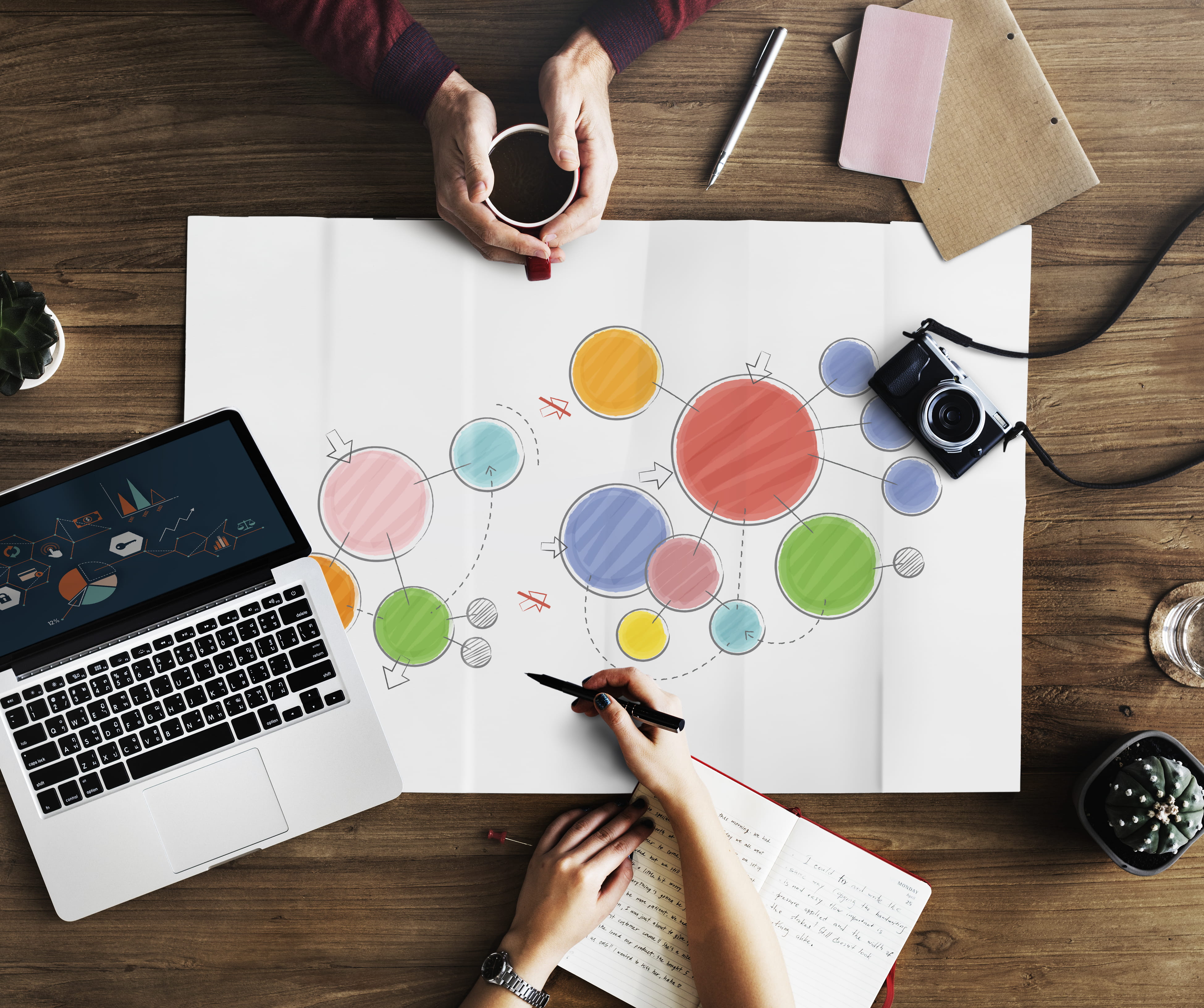 circles, table, indoors, direction, pen, finger, communication, notebook, working, work, adult, human hand, real people, paperwork, colorful, high angle view, HD Wallpaper