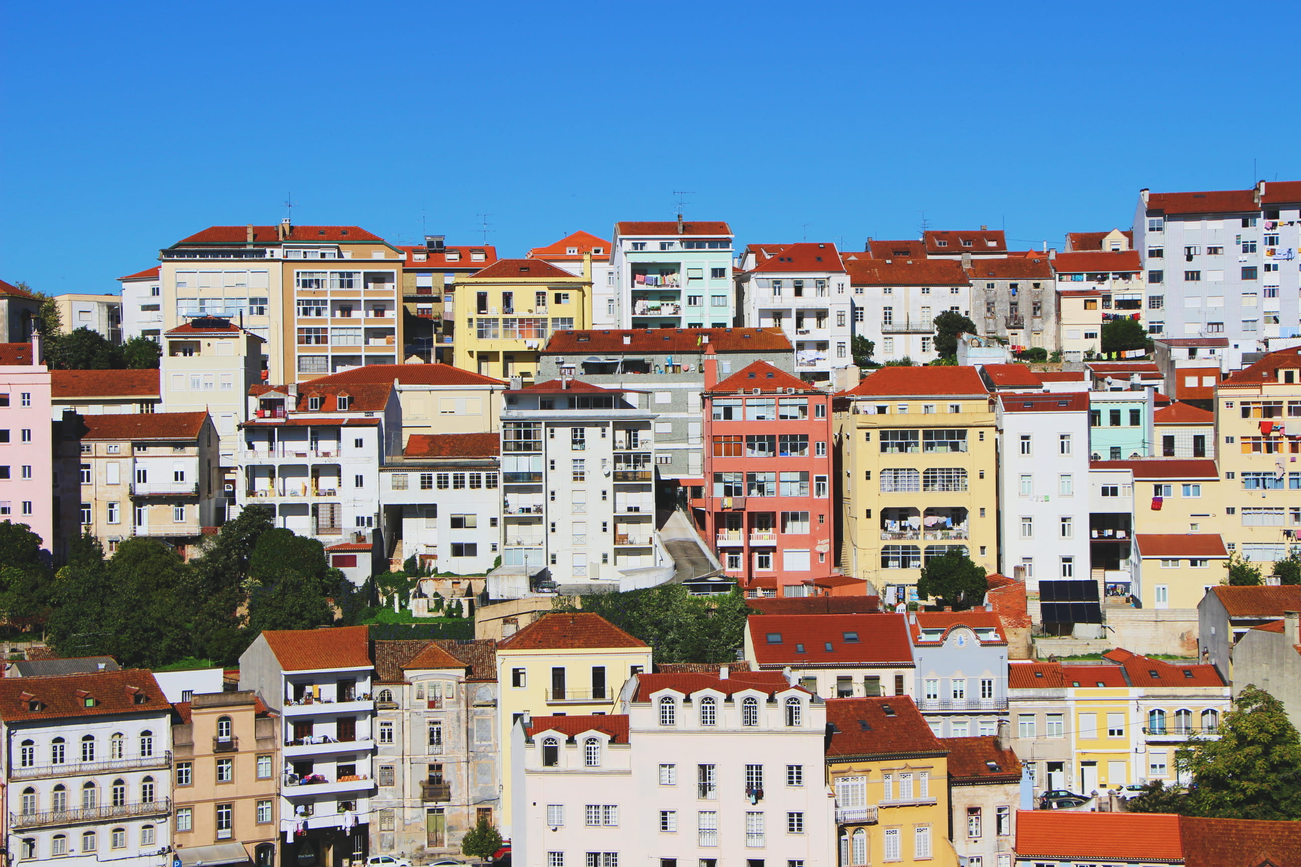 size, house, sky, nature, window, town, community, city, architecture, shape, colors, housing development, multi colored, view, hill, cityscape, coimbra, HD Wallpaper