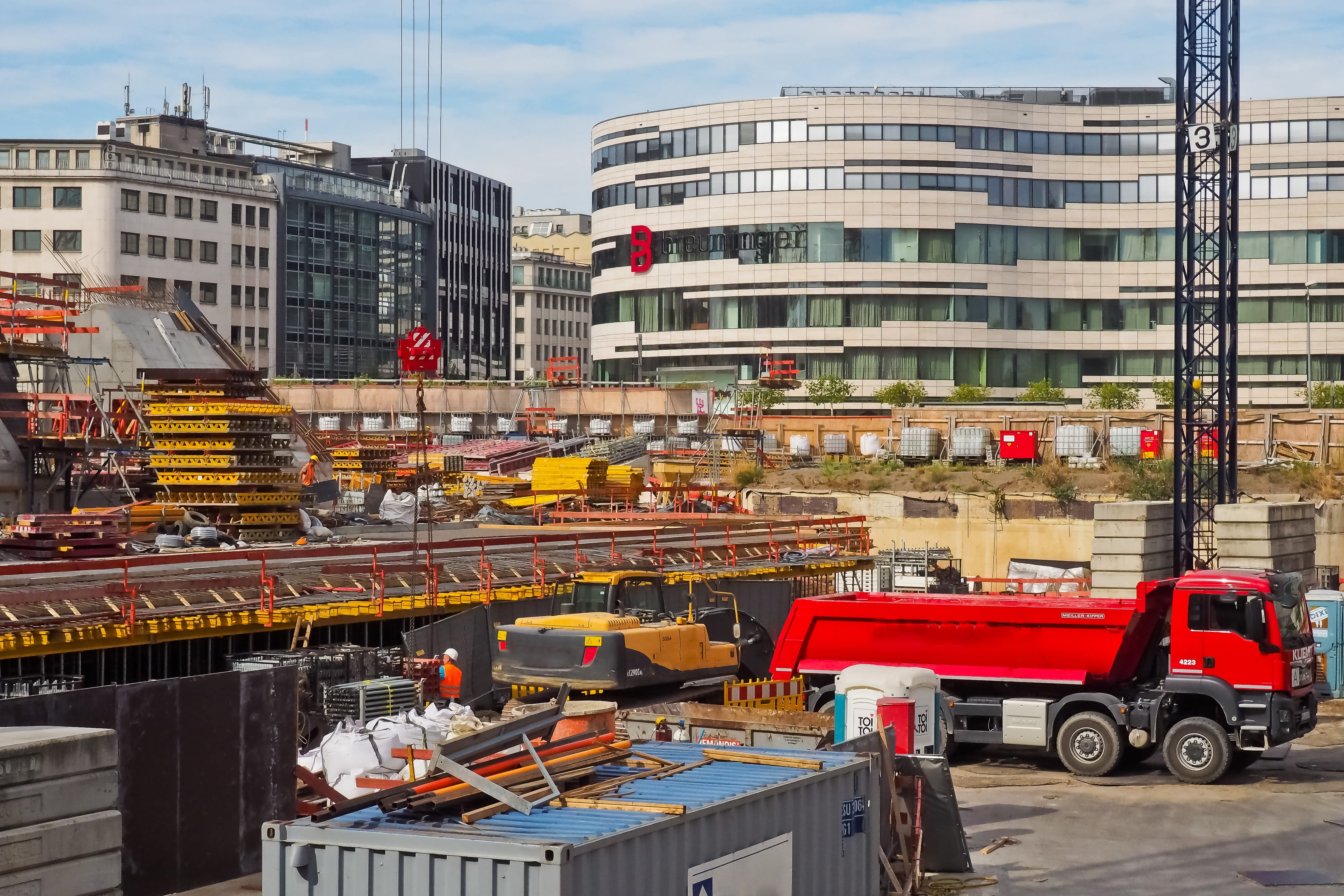 work machine, city, build, architecture, public transportation, mode of transportation, building, construction site, building exterior, urban, construction, HD Wallpaper