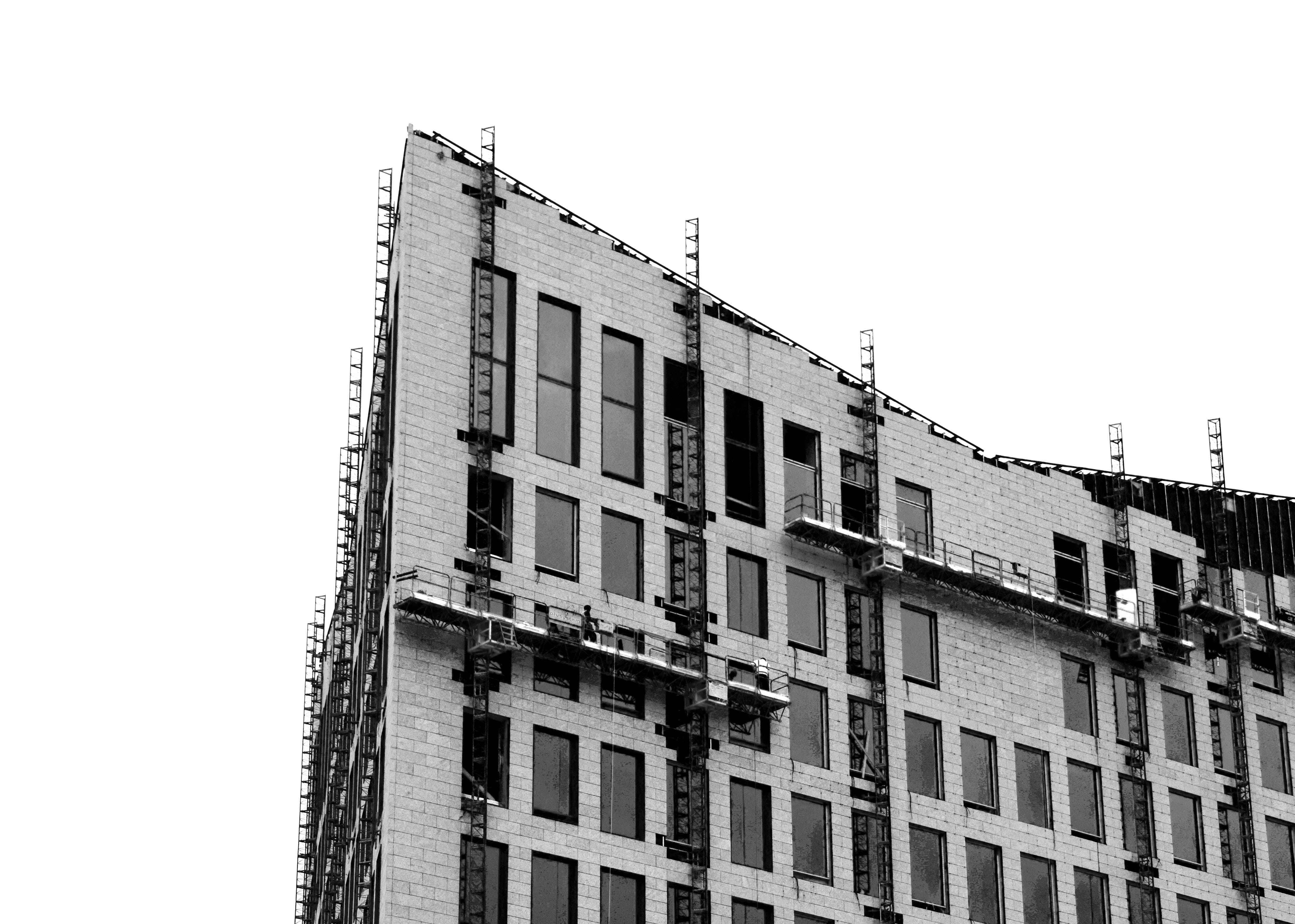 no people, cleaning of buildings, built structure, site, craftsmen, 4K, cleaning power, scaffolding, scaffold, outdoors, abandoned, apartment, industry, HD Wallpaper