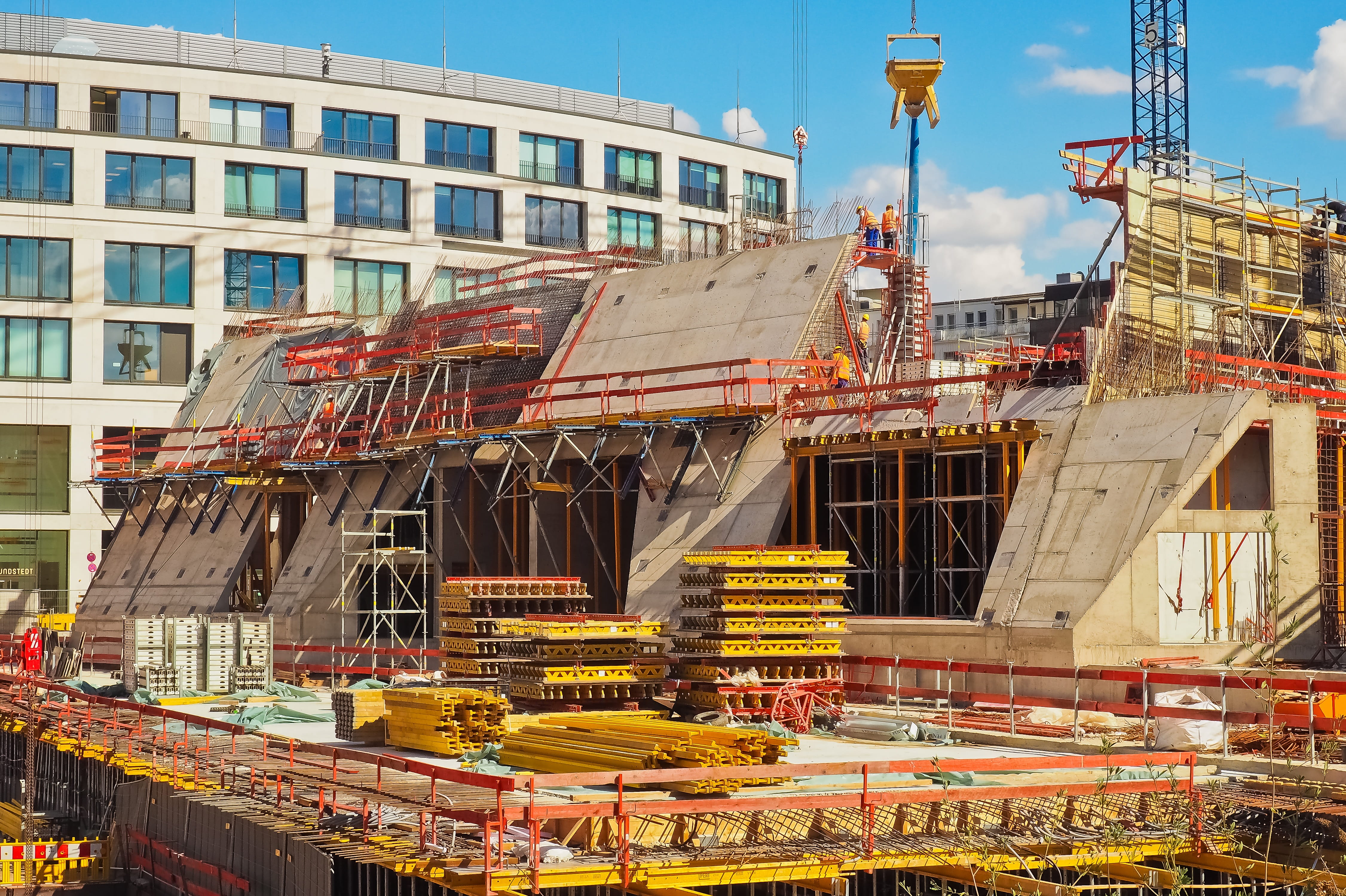 urban, housebuilding, wheel loader, no people, crane - construction machinery, construction machinery, construction, construction industry, machinery, work, HD Wallpaper