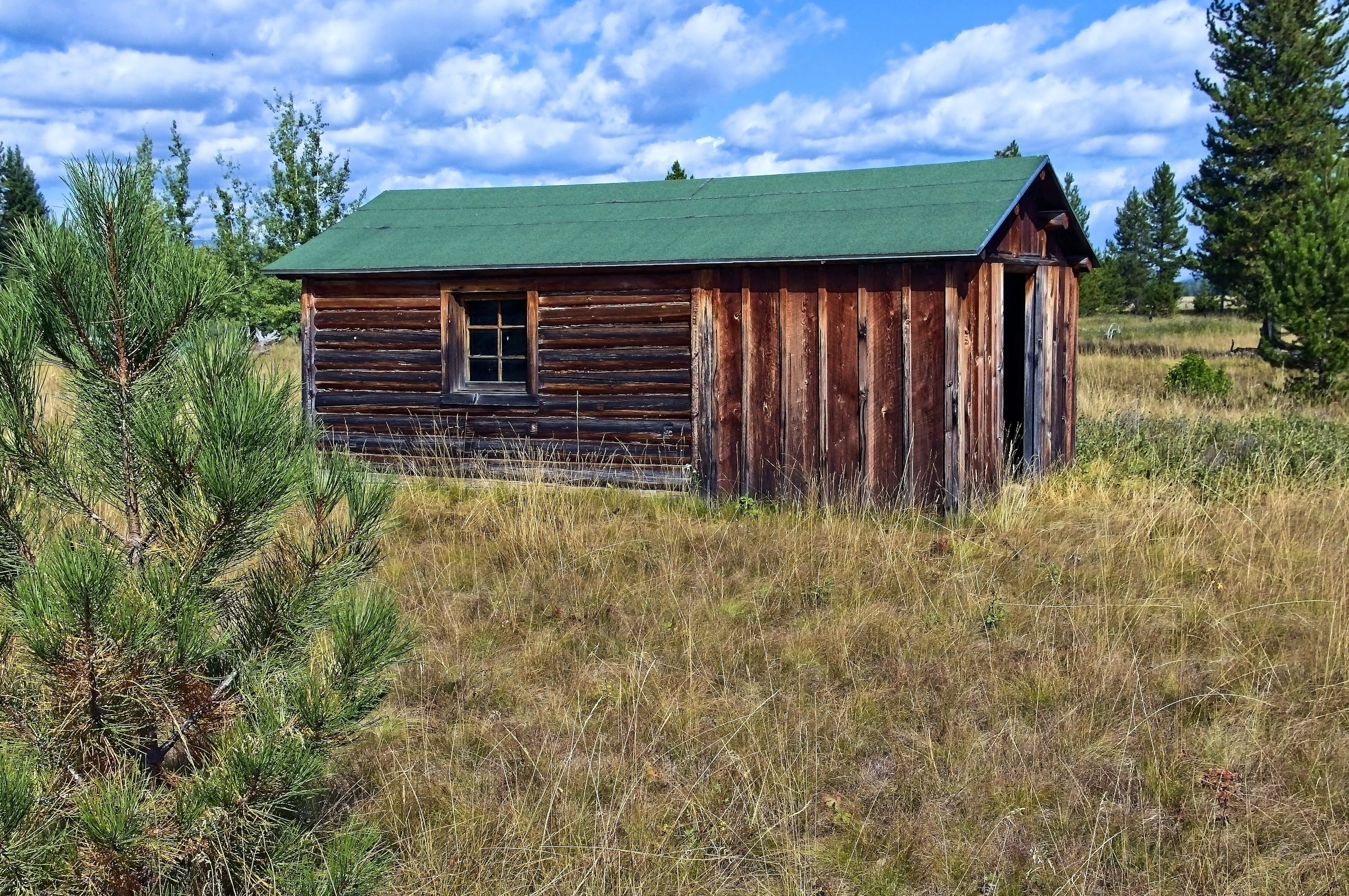 country, hut, landscape, house, glacier national park, 2K, old, plant, outdoors, forest, architecture, land, montana, cabin, no people, rustic, rural, HD Wallpaper