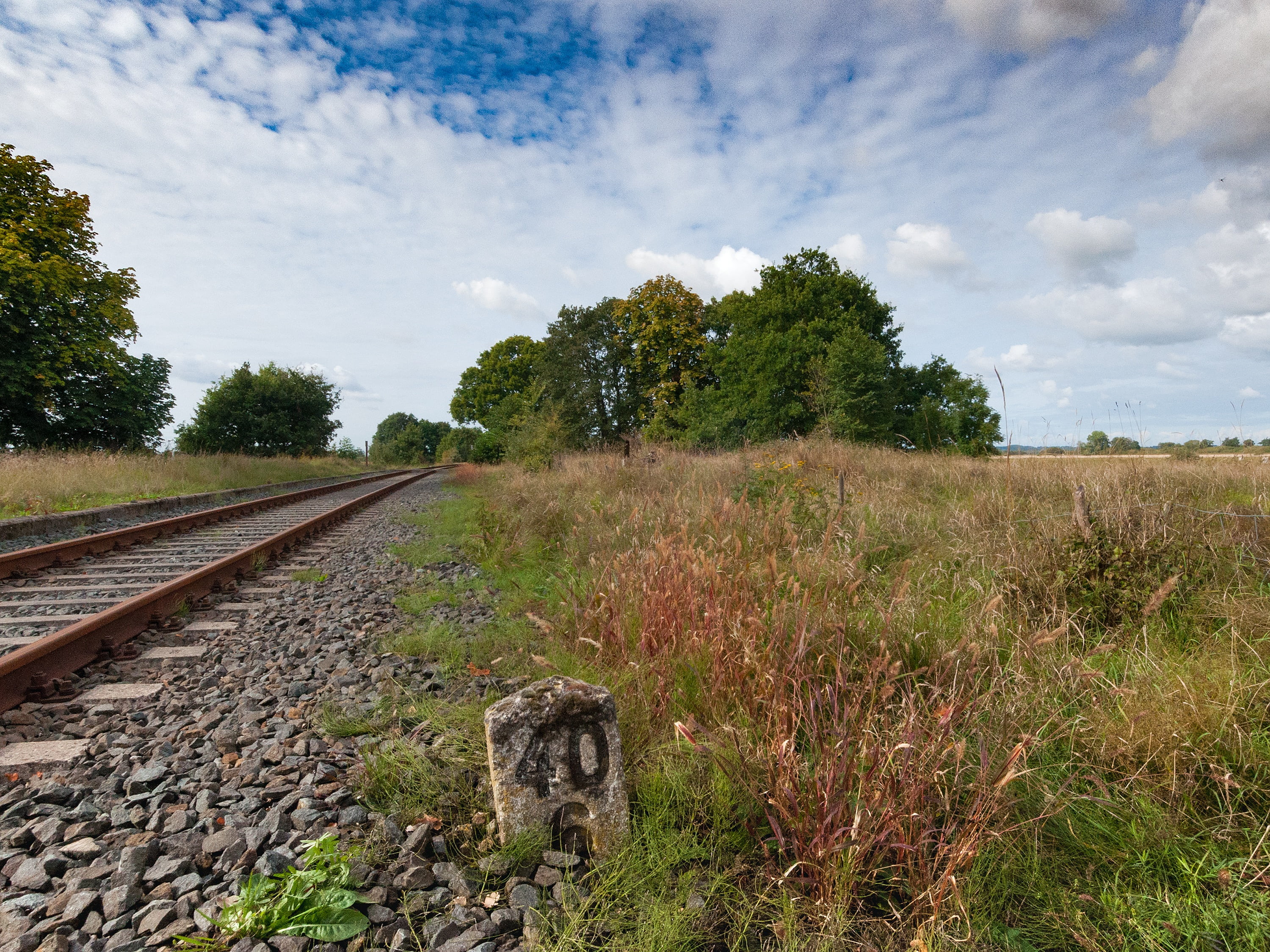 nature, rail transportation, transportation, cloud - sky, sky, day, worpswede, outdoors, tree, tranquil scene, no people, non-urban scene, plant, land, HD Wallpaper