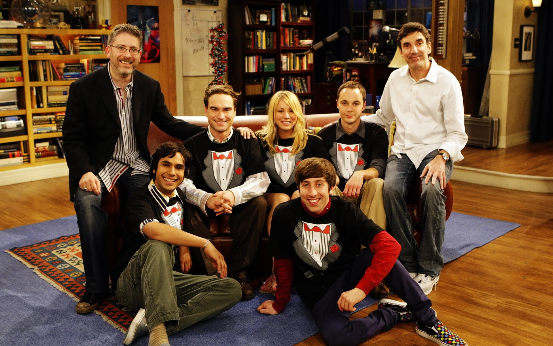 leonard, series, jim, hof, hd, art, bowtie, kaley, sheldon, parsons, The Big Bang Theory (TV), big, Kaley Cuoco, cuoco, cooper, bang, entertainment, sitting, HD Wallpaper