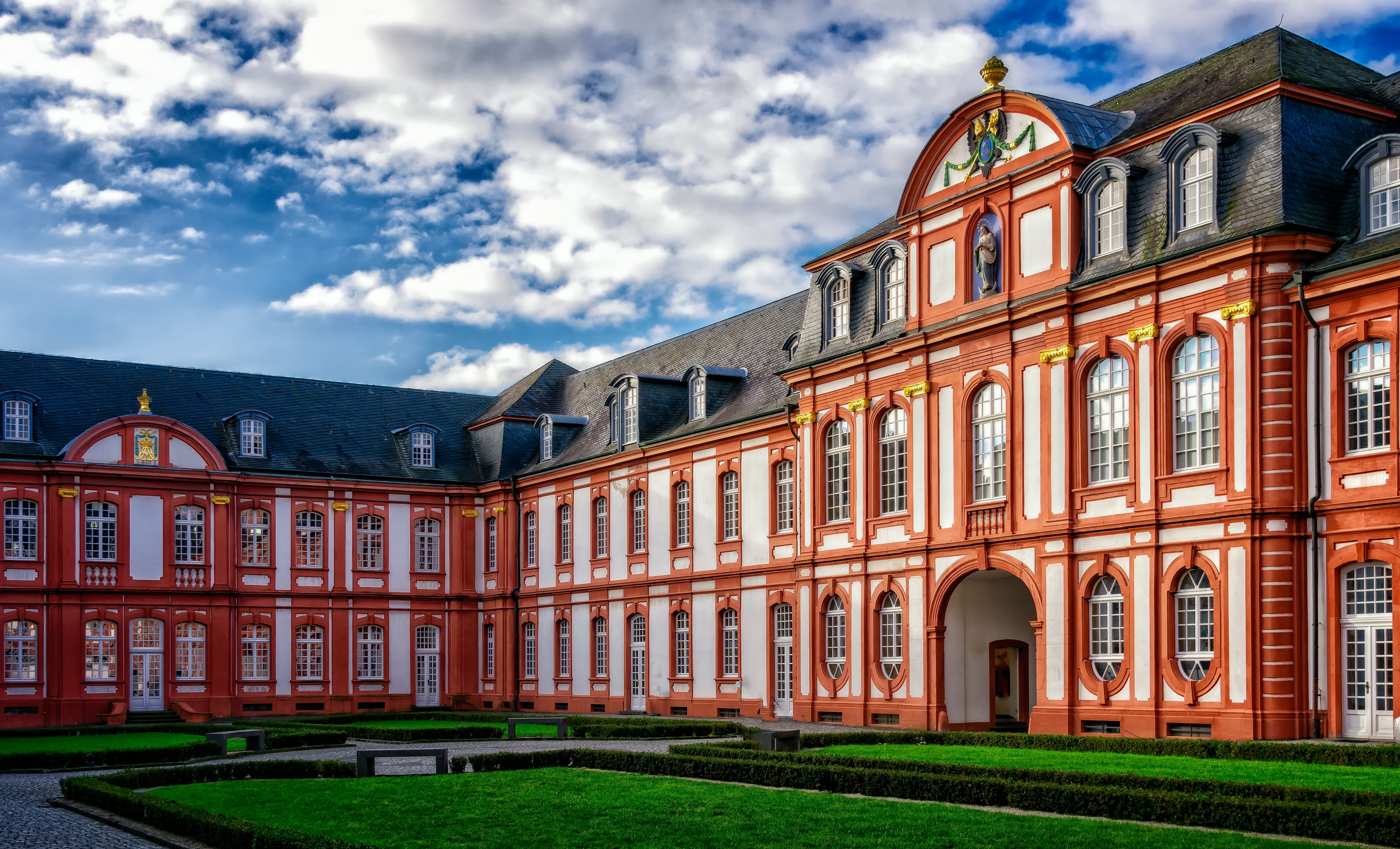 arch, day, travel destinations, lawn, facade, window, monastery, brown, grass, old, nature, christianity, history, architecture, learning, abbey, building exterior, HD Wallpaper