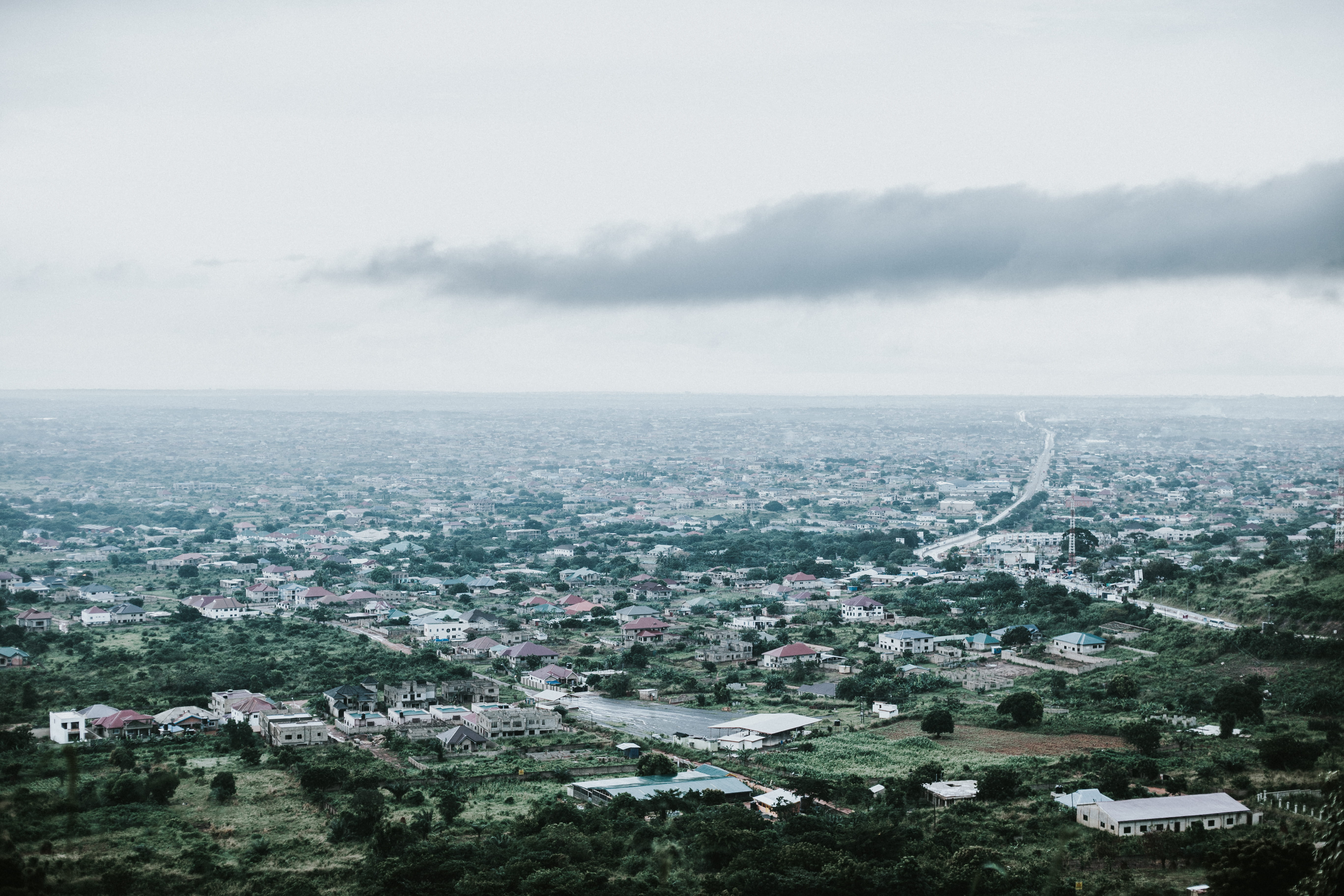 rain clouds, day, rain, urban planning, horizon, skyline, above, sky, urban, cloud - sky, cityscape, high angle view, architecture, buildings, ghana, 5K, HD Wallpaper