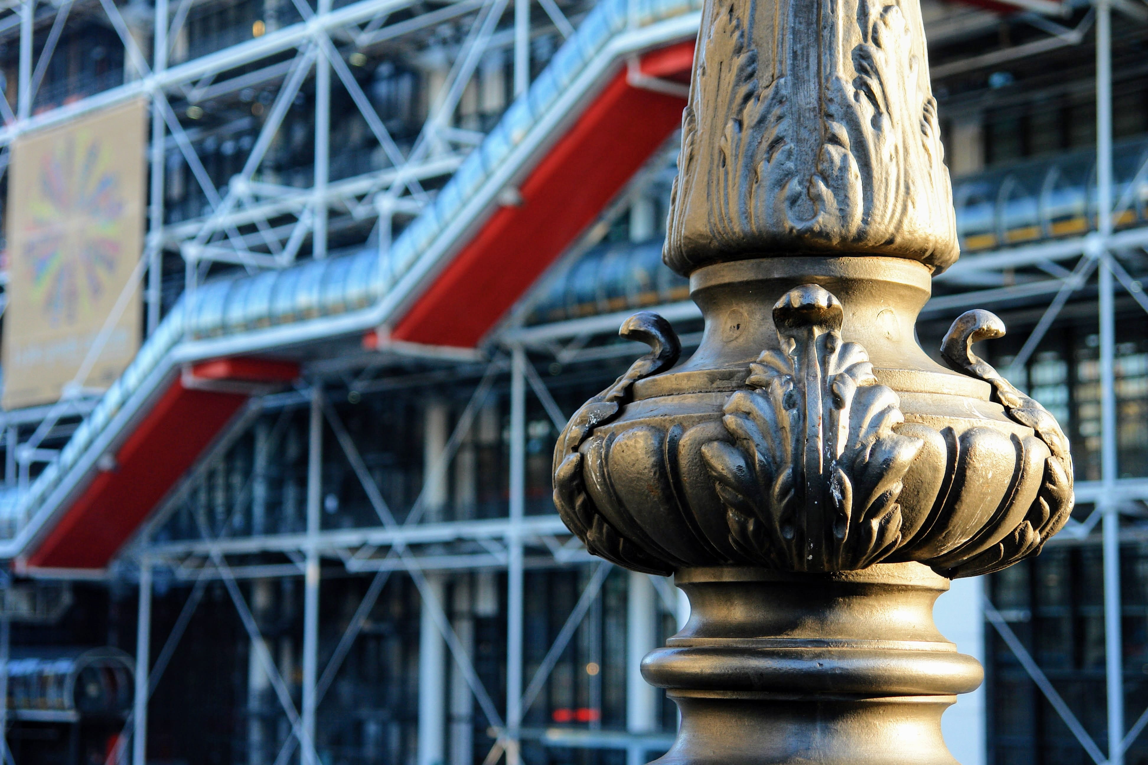 france, travel destinations, close-up, connection, bridge - man made structure, 4K, center pompidou, building exterior, plexiglas, architecture, construction, HD Wallpaper