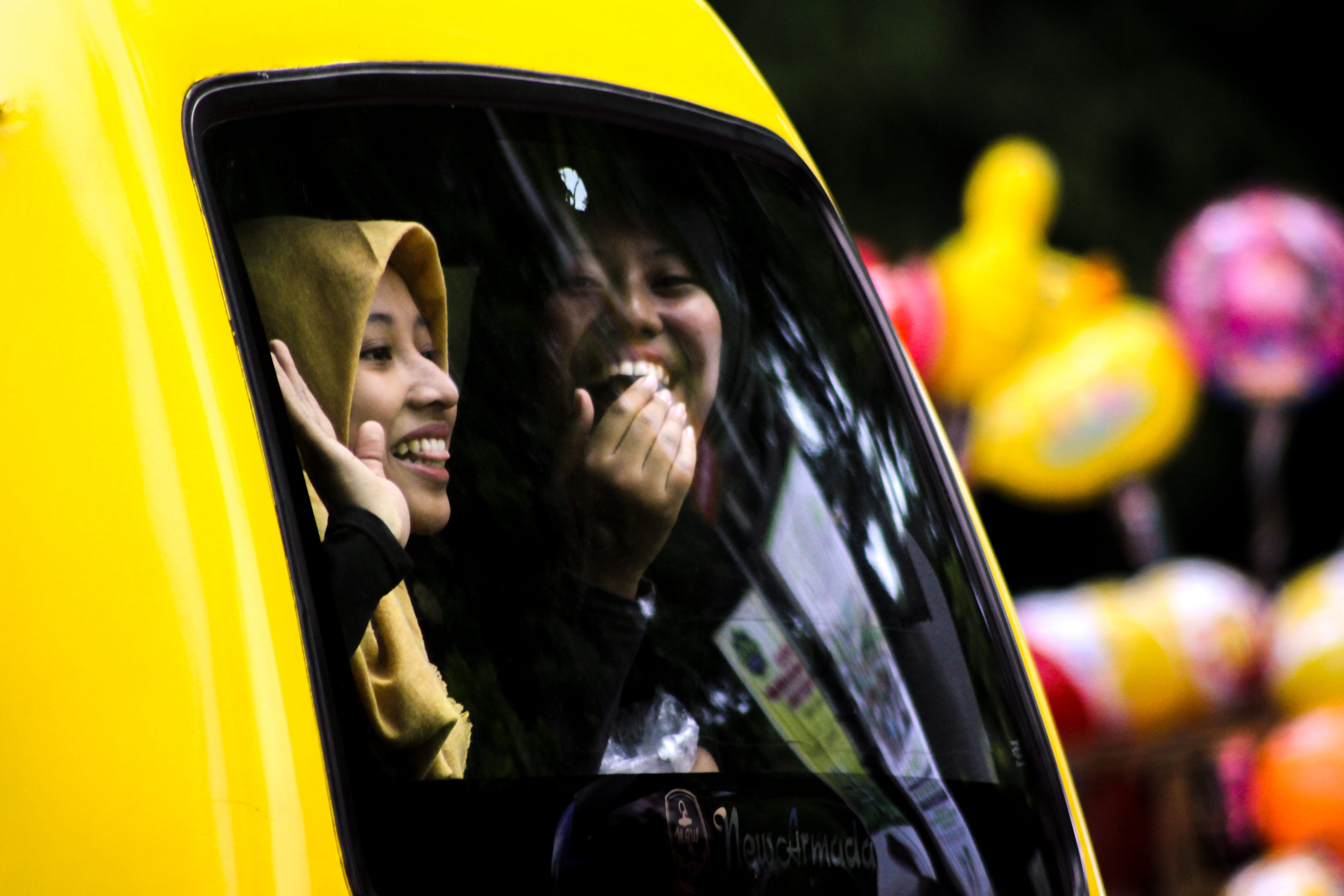 real people, 5K, child, portrait, yellow, smile, happiness, surakarta, outdoors, men, transportation, smiling, headshot, candid, focus on foreground, mode of transportation, HD Wallpaper