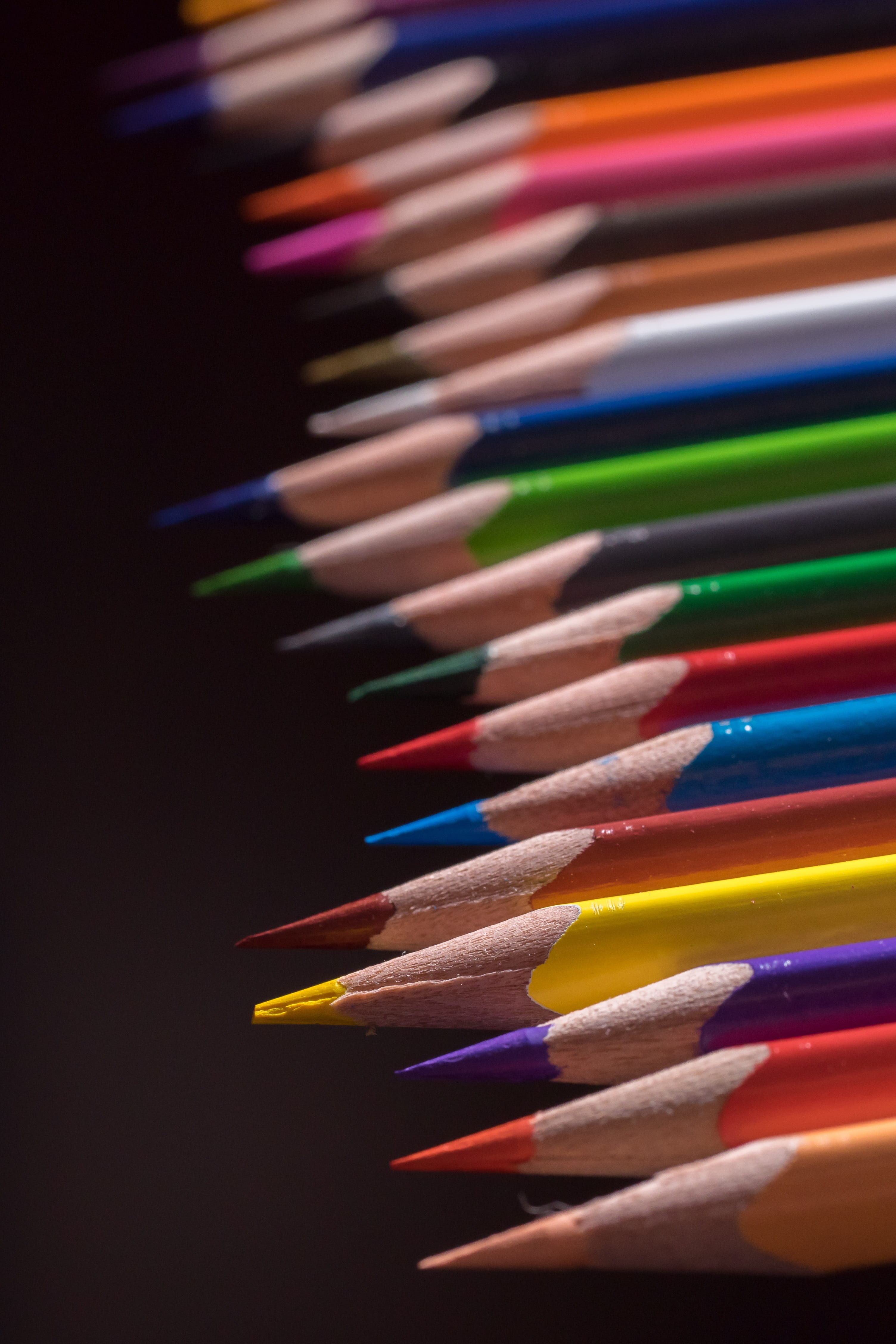 crayons, pencil, focus on foreground, multi colored, leave, wooden pegs, still life, variety, colored pencils, paint, order, choice, large group of objects, Phone HD Wallpaper