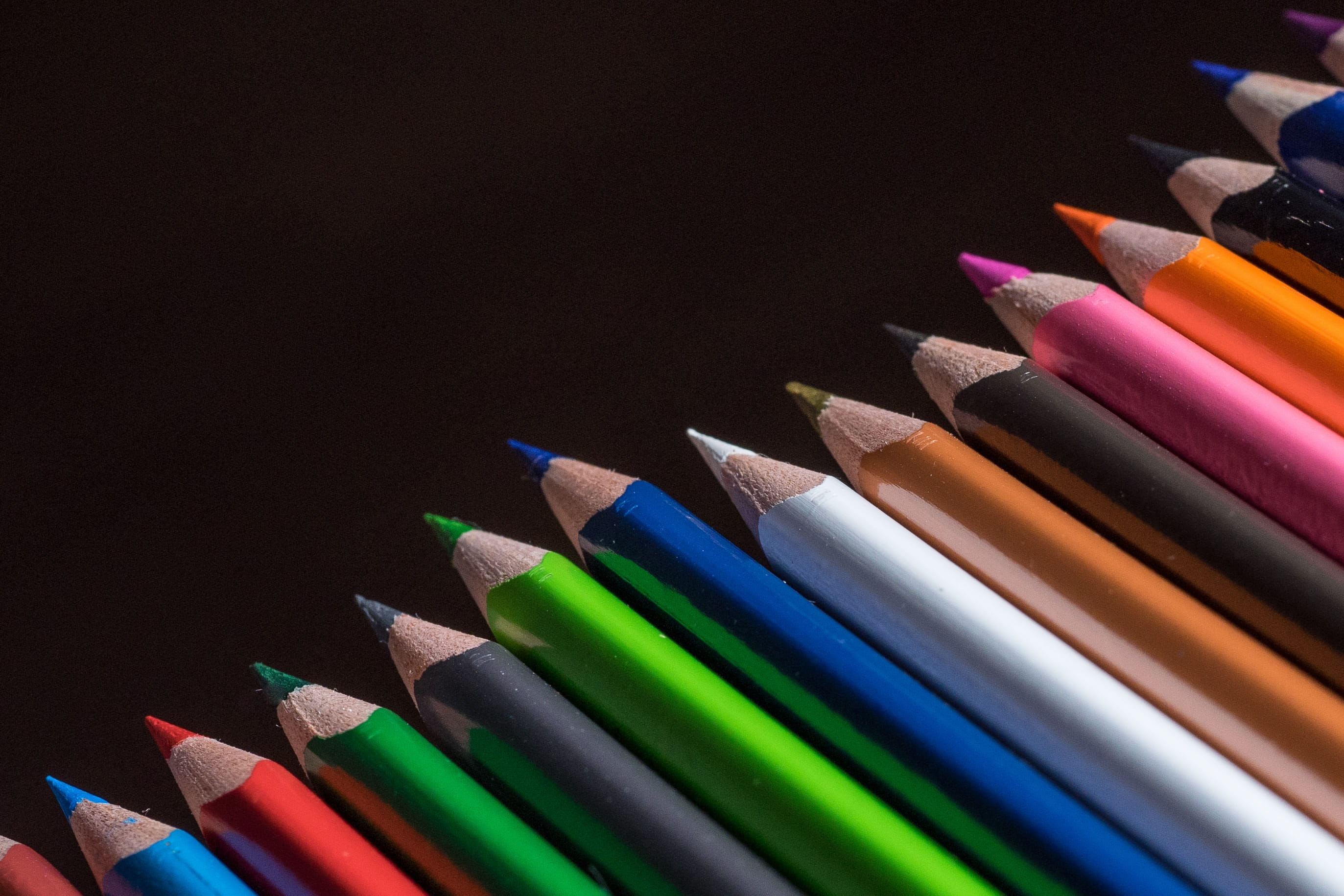 in a row, art and craft equipment, pencil, Wooden, wooden pegs, color, choice, indoors, draw, art and craft, order, close, sharp, colorful, colour pencils, HD Wallpaper