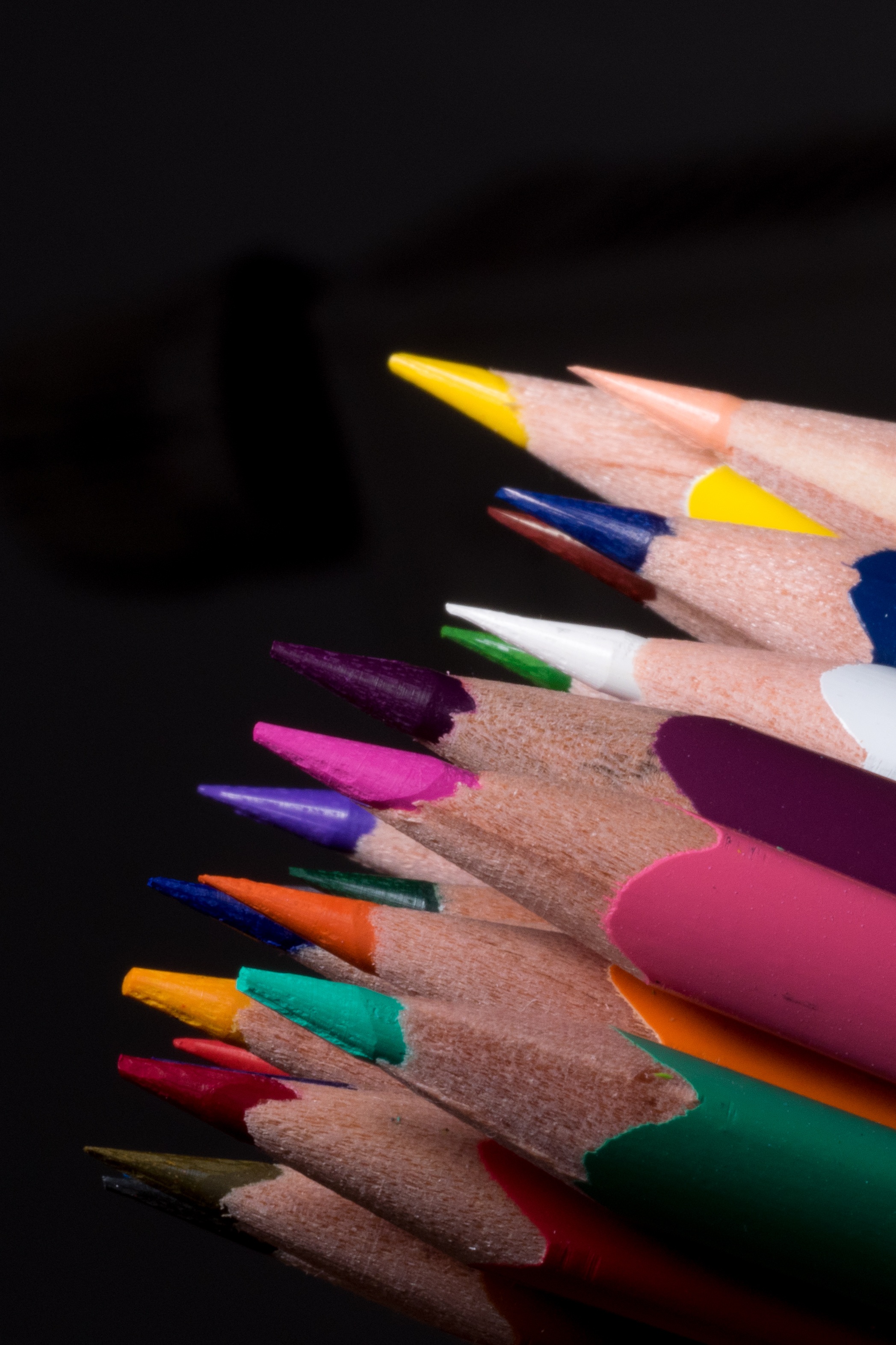 pens, writing instrument, arrangement, pointed, macro, high angle view, pencil, draw, children, colored pencil, writing accessories, paint, color series, Phone HD Wallpaper