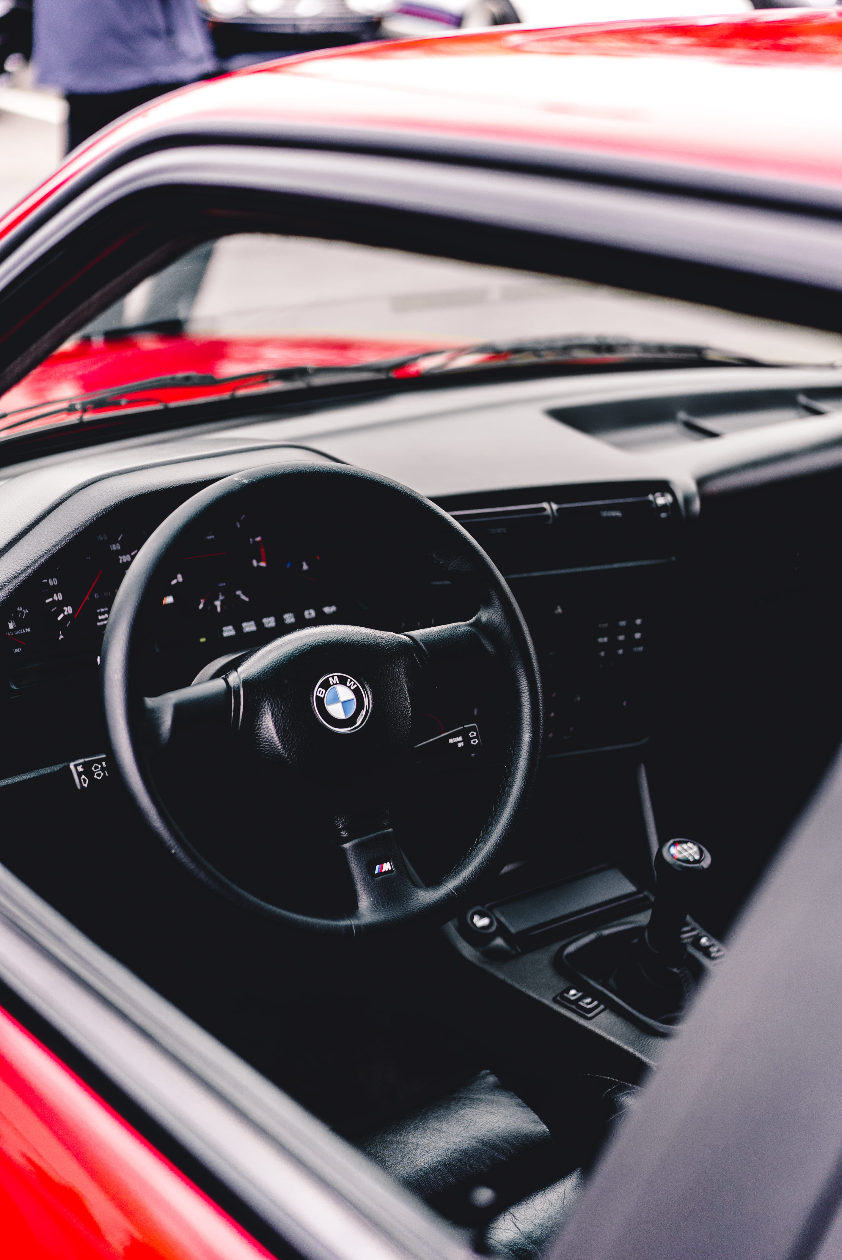 red, mode of Transport, photography, vehicle, close-up, black color, control panel, motor vehicle, steering Wheel, steering, no people, black, luxury, car interior, Phone HD Wallpaper