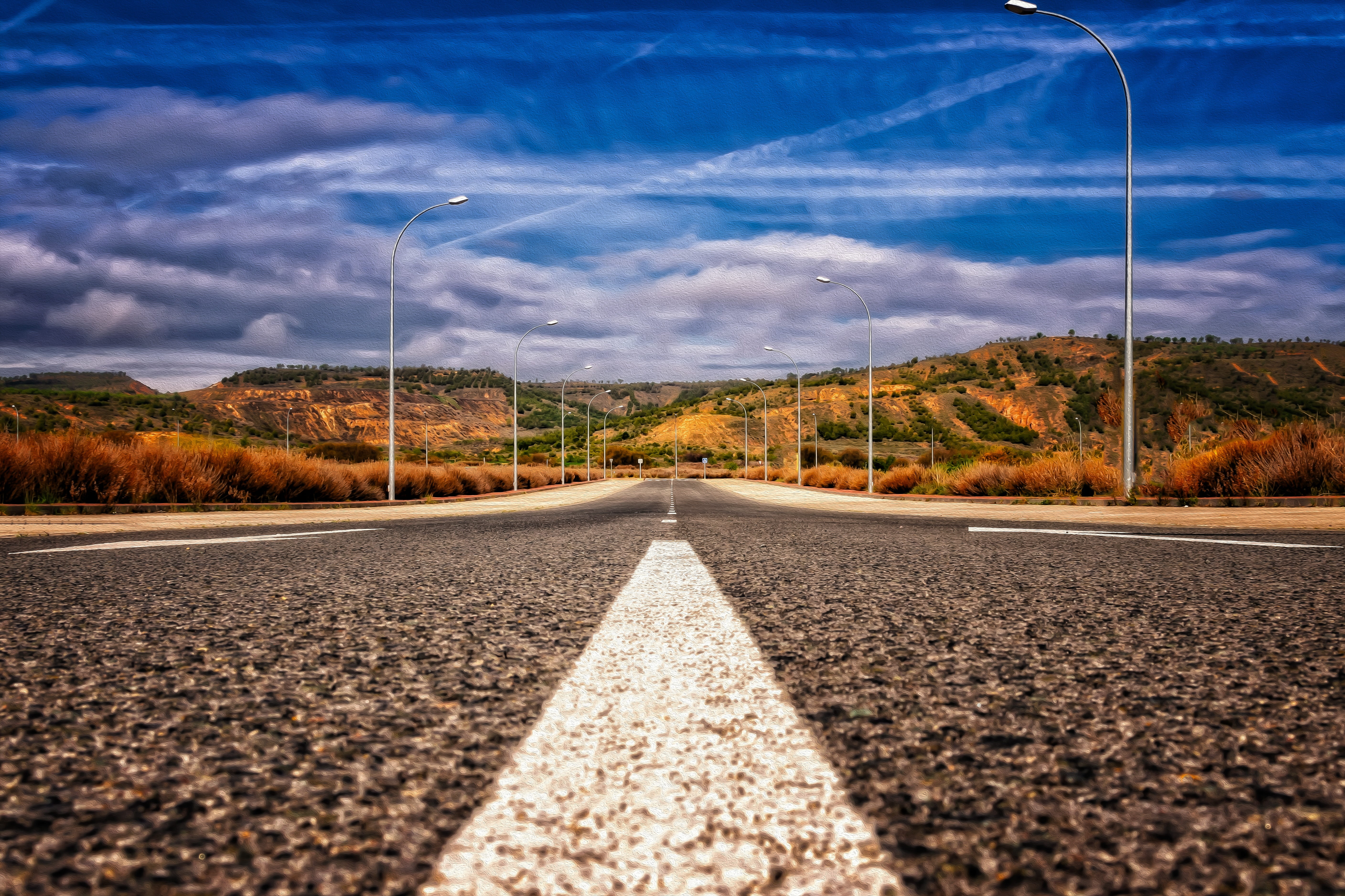vanishing point, without cars, without stress, plant, day, no people, lonely, landscape, symbol, diminishing perspective, the way forward, dom, lanterns, HD Wallpaper