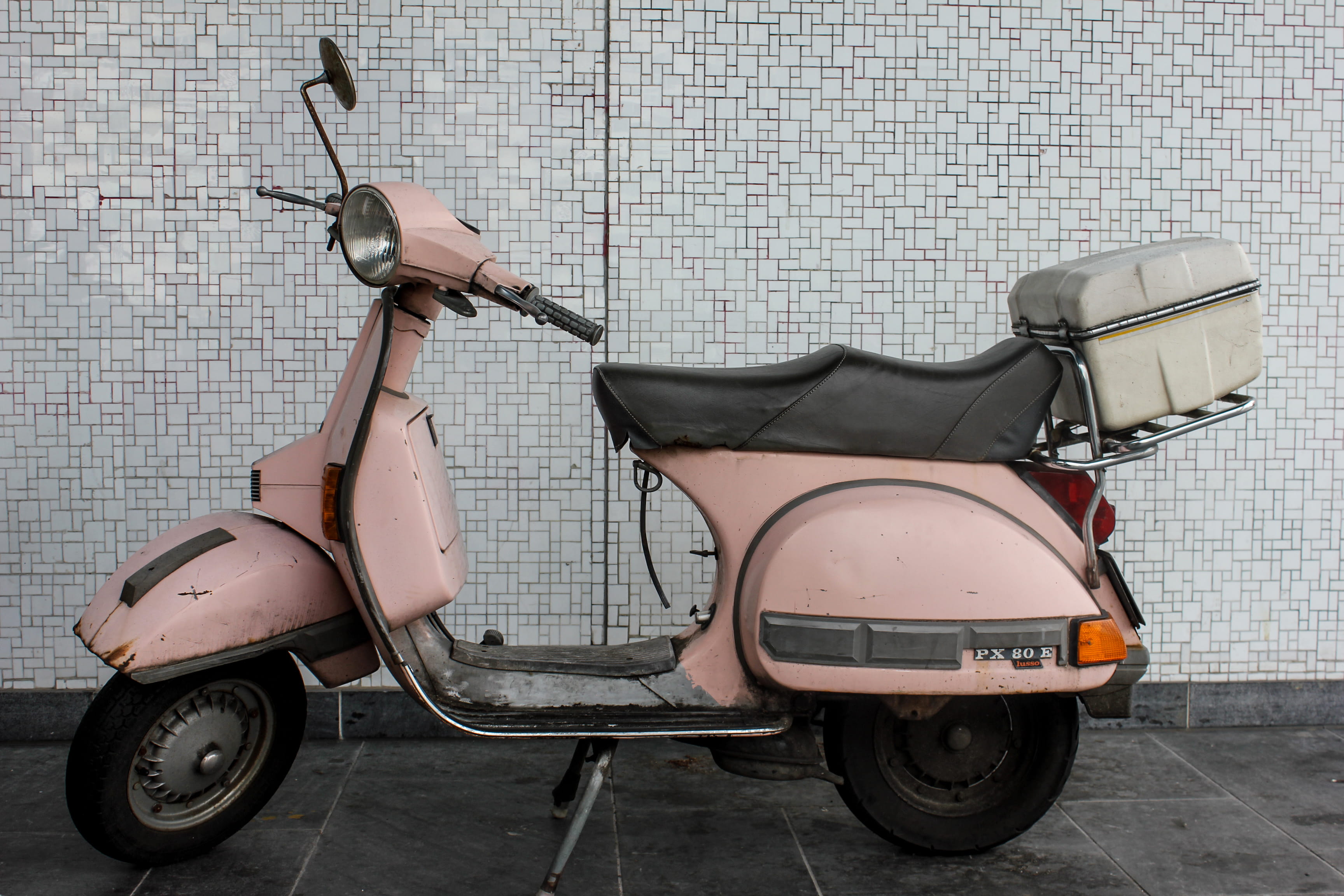 city, germany, built structure, transportation, stationary, pink, scooter, brick, street, architecture, old, land vehicle, wall - building feature, footpath, HD Wallpaper