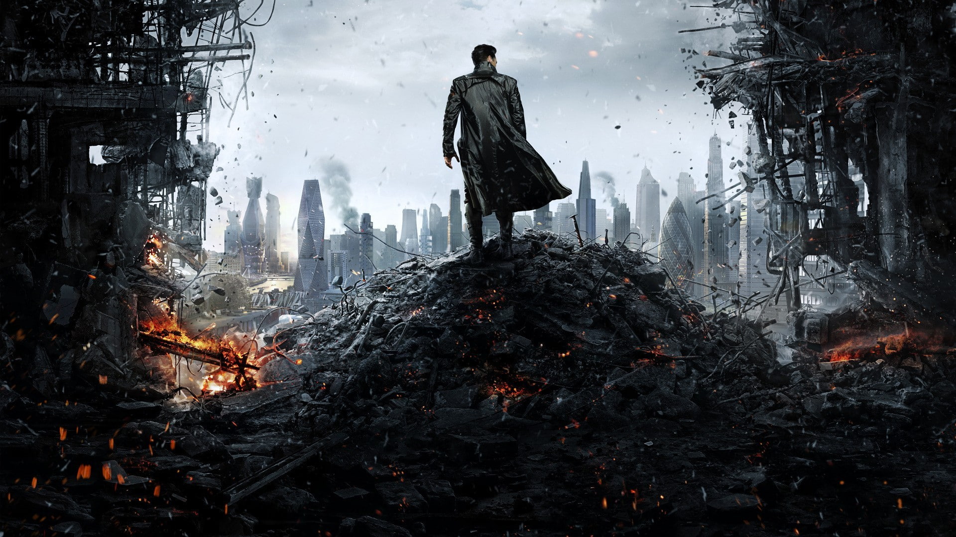 Star Trek, Khan, Benedict Cumberbatch, 1080P, London, cityscape, Star Trek Into Darkness, futuristic, destruction, HD Wallpaper