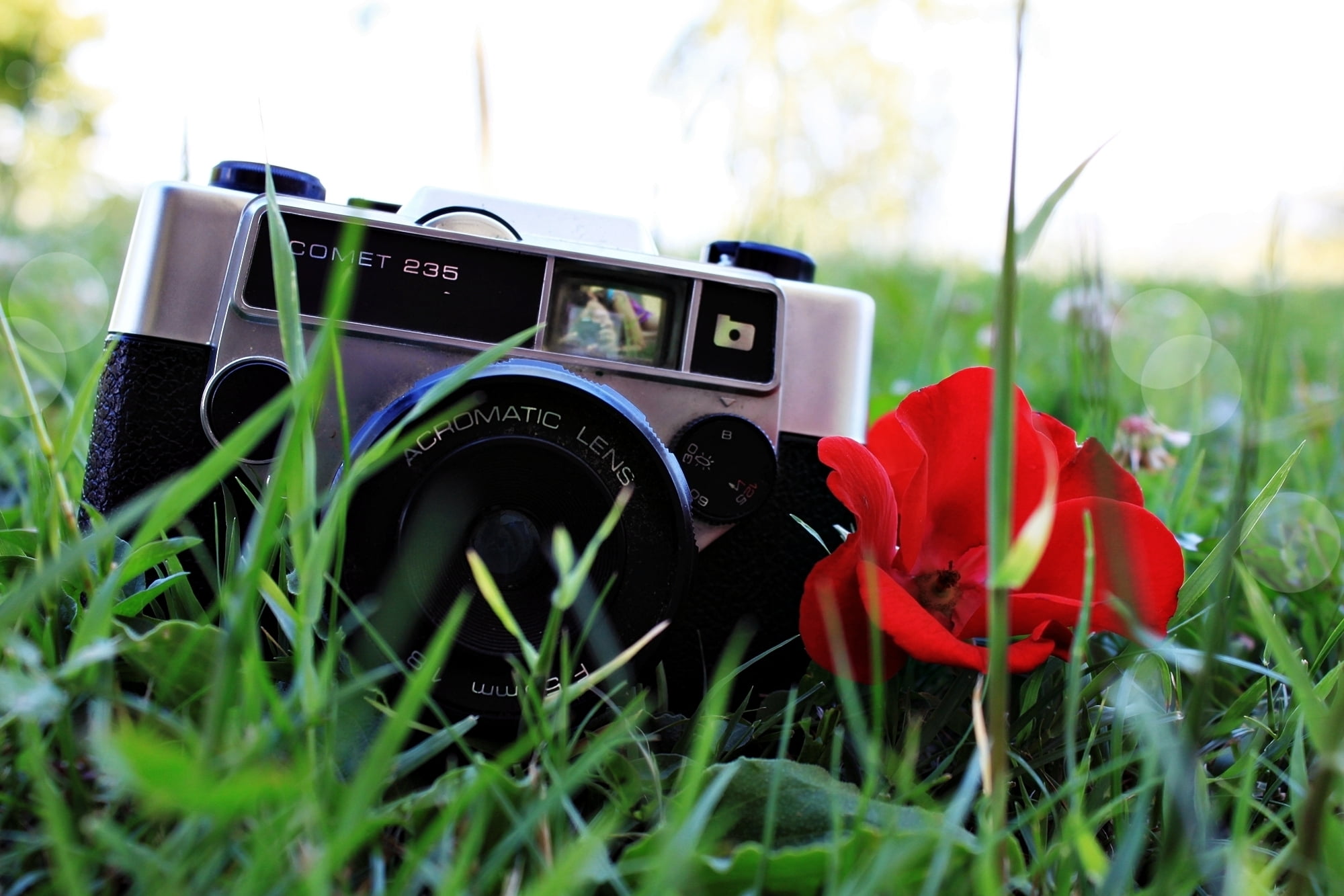 technology, day, old, black, land, growth, lens - Optical Instrument, old-fashioned, nature, background, outdoors, no People, flowering plant, poppy seeds, HD Wallpaper