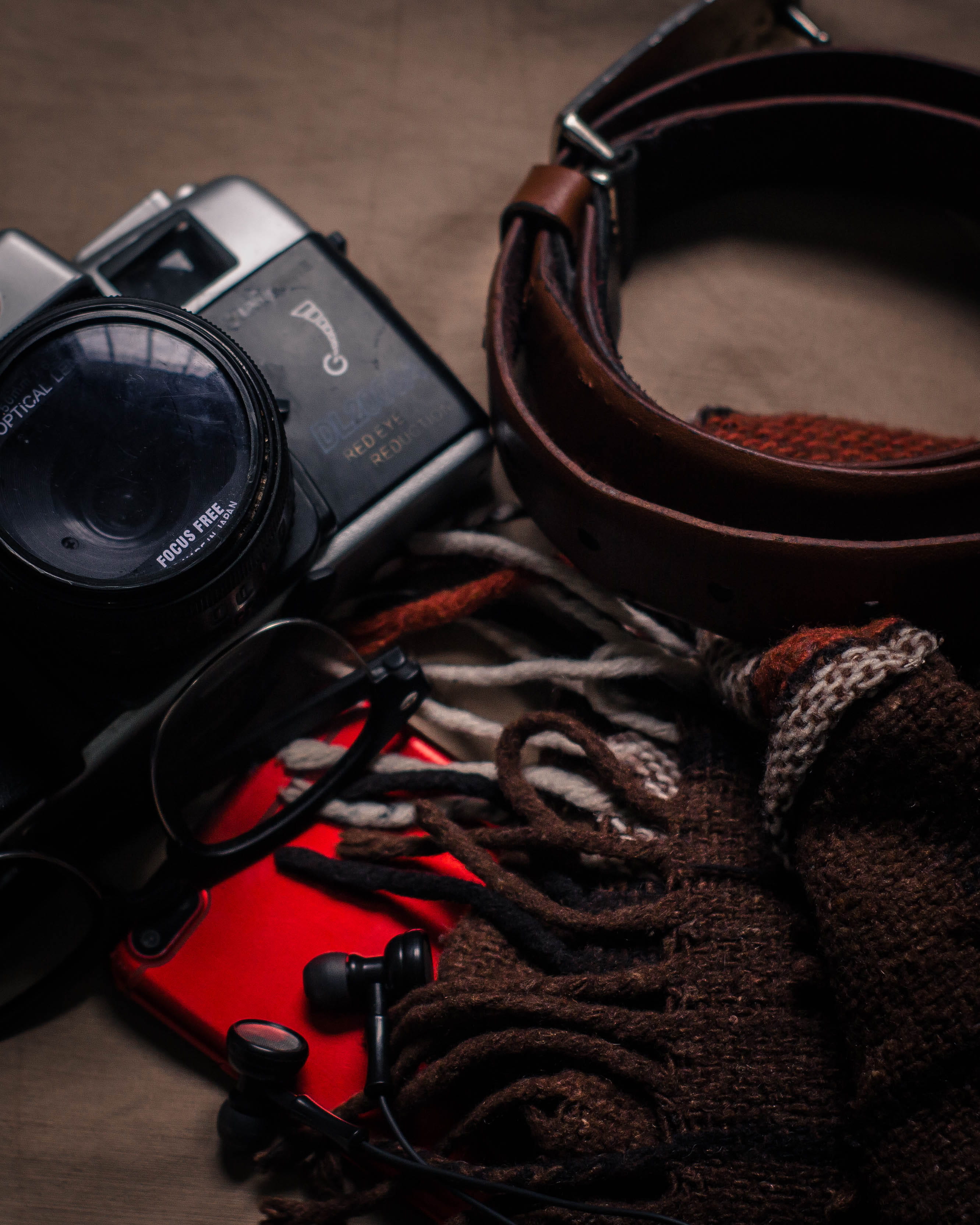 instrument, technology, belt, slr camera, leather, indoors, optics, digital camera, milc, still life, connection, table, camera, equipment, beside, listening, Phone HD Wallpaper