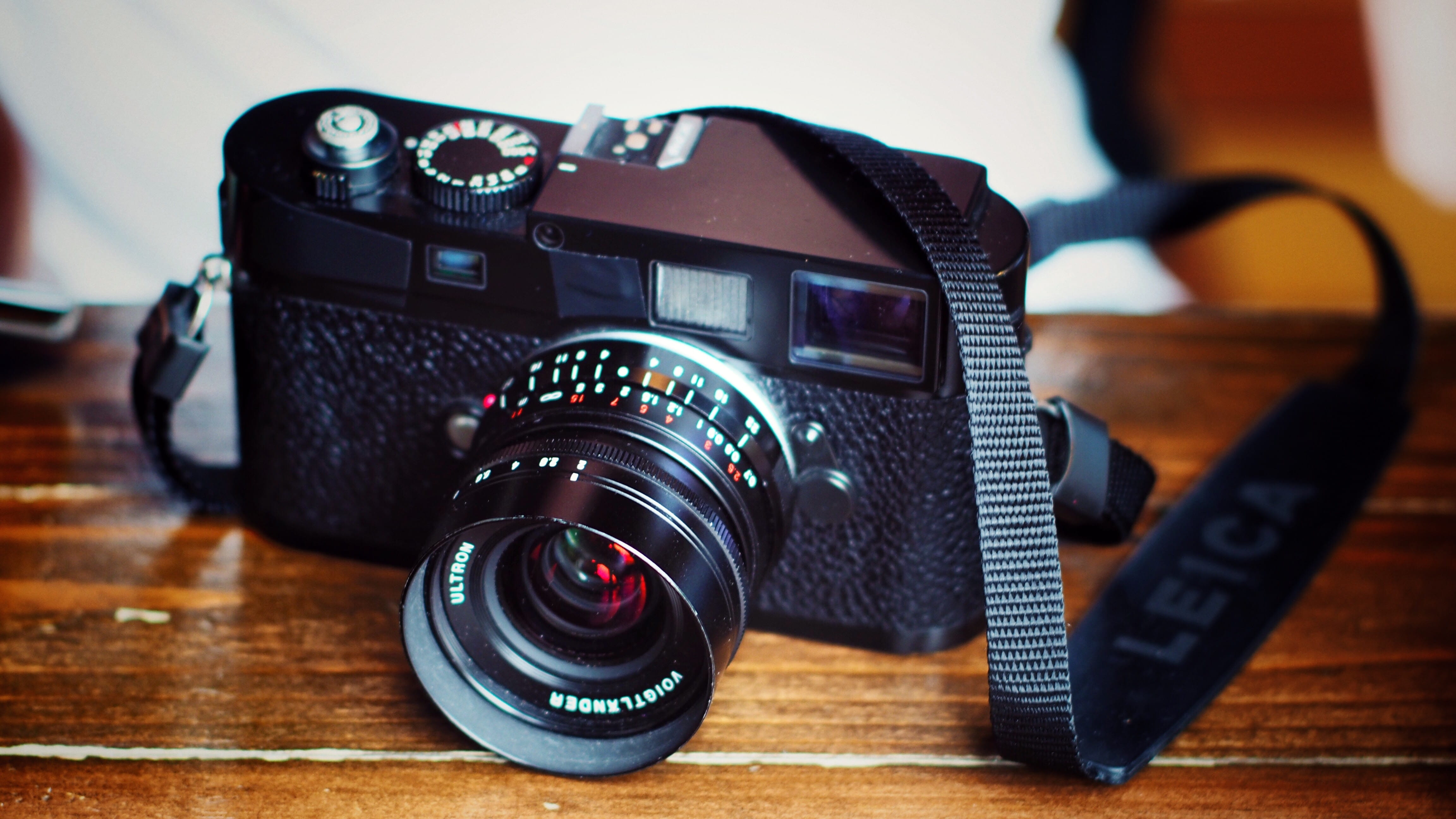 wooden, camera film, black, photography themes, brown, zoom, vintage, wooden table, table, slr camera, no people, indoors, classic, lens - eye, focus, top, HD Wallpaper