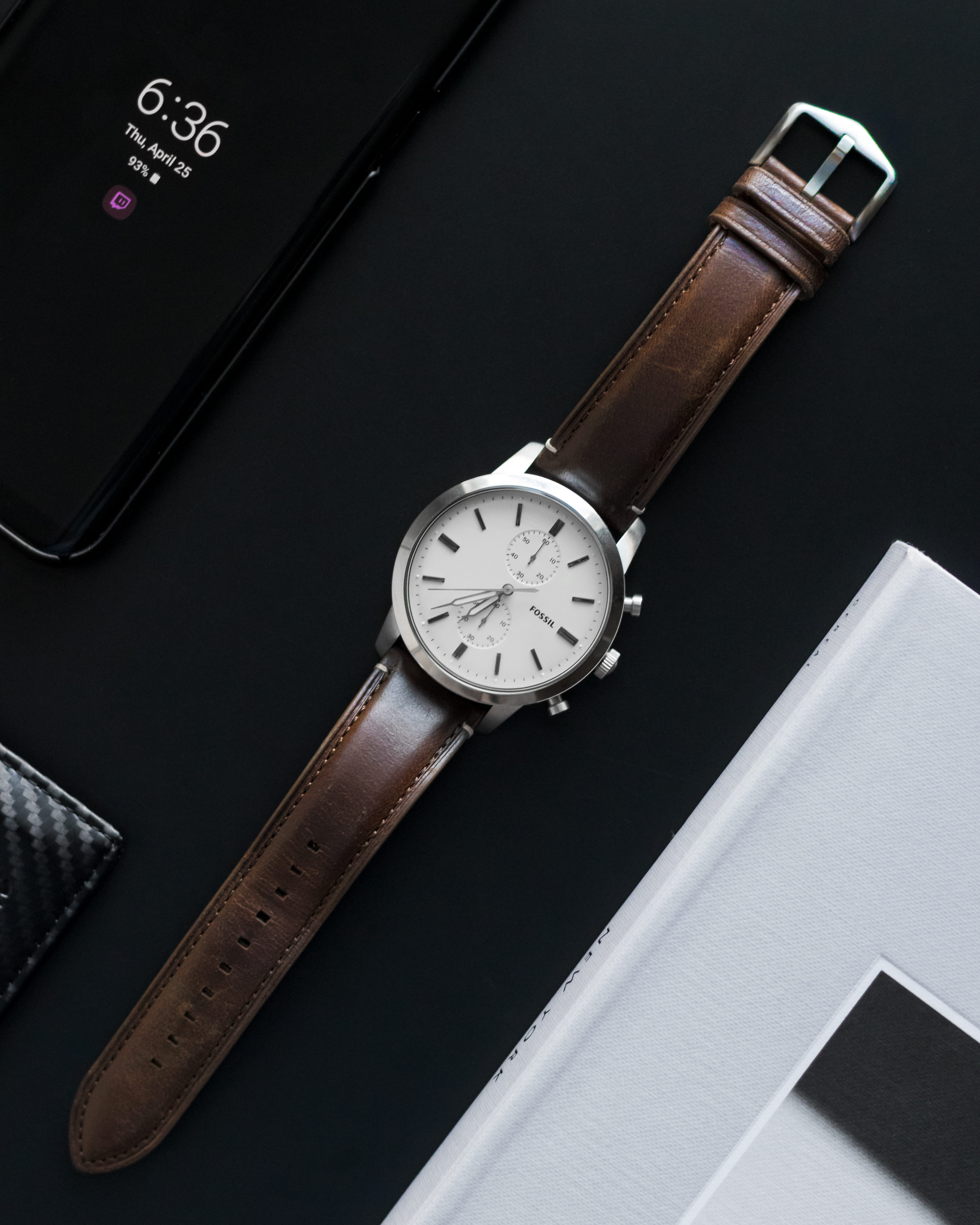 leather, personal accessory, pocket watch, minimal, clock, timer, gold, wristwatch, instrument of time, watch, id cards, tower, minute hand, text, indoors, Phone HD Wallpaper