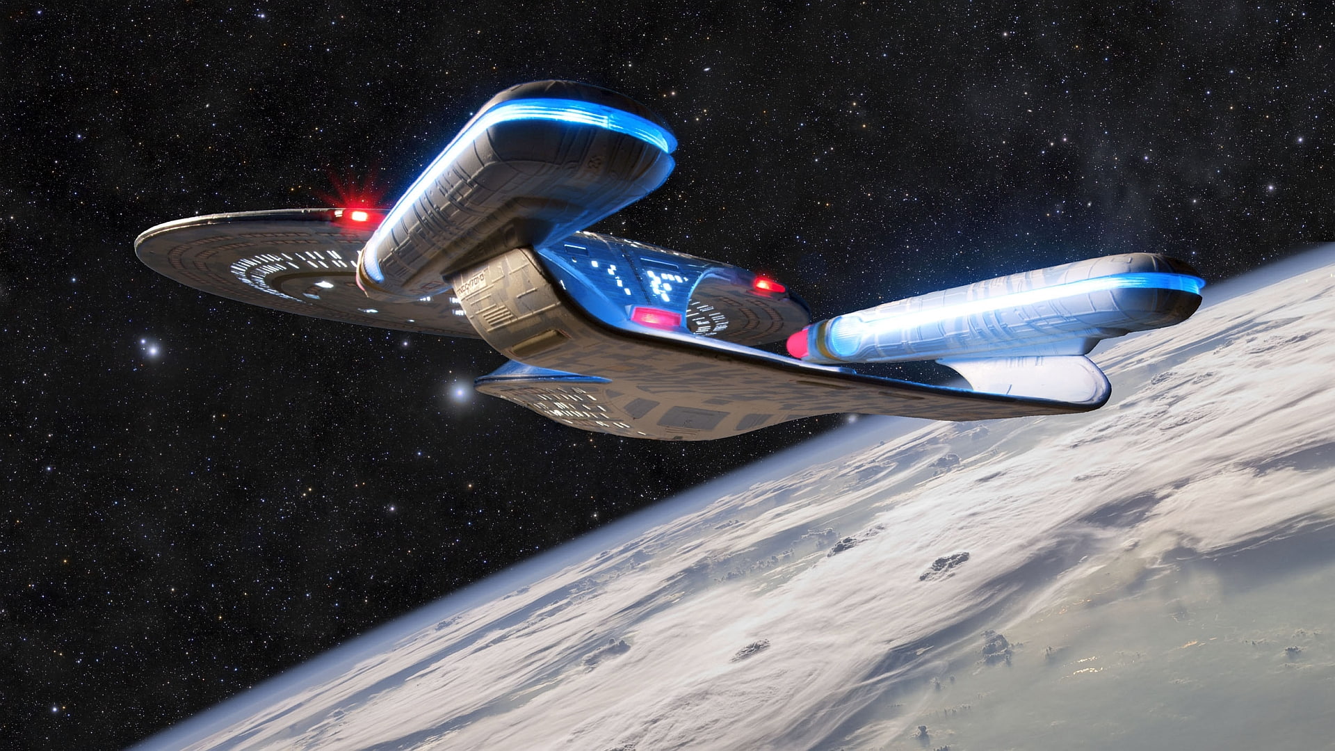 uss, mode of transportation, outdoors, motion, air vehicle, aerospace industry, night, flying, cold temperature, plane, snow, 1080P, orbiting, star - space, HD Wallpaper