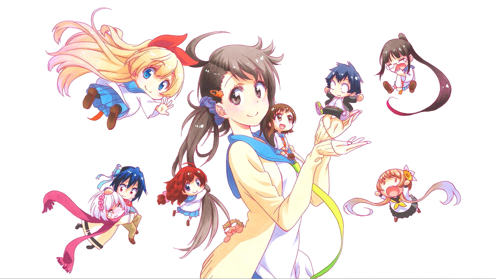 fashion, studio shot, people, Ichijou Raku, Tsugumi Seishirou, cut out, beautiful woman, Onodera Haru, adult, young women, Anime Girls, Nisekoi, Onodera Kosaki, HD Wallpaper