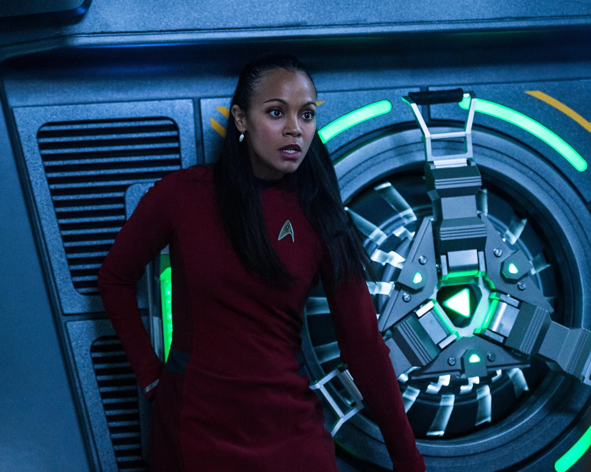 Nyota Uhura, motor vehicle, indoors, waist up, mode of transportation, computer, portrait, Star Trek Beyond, one person, technology, real people, adult, HD Wallpaper