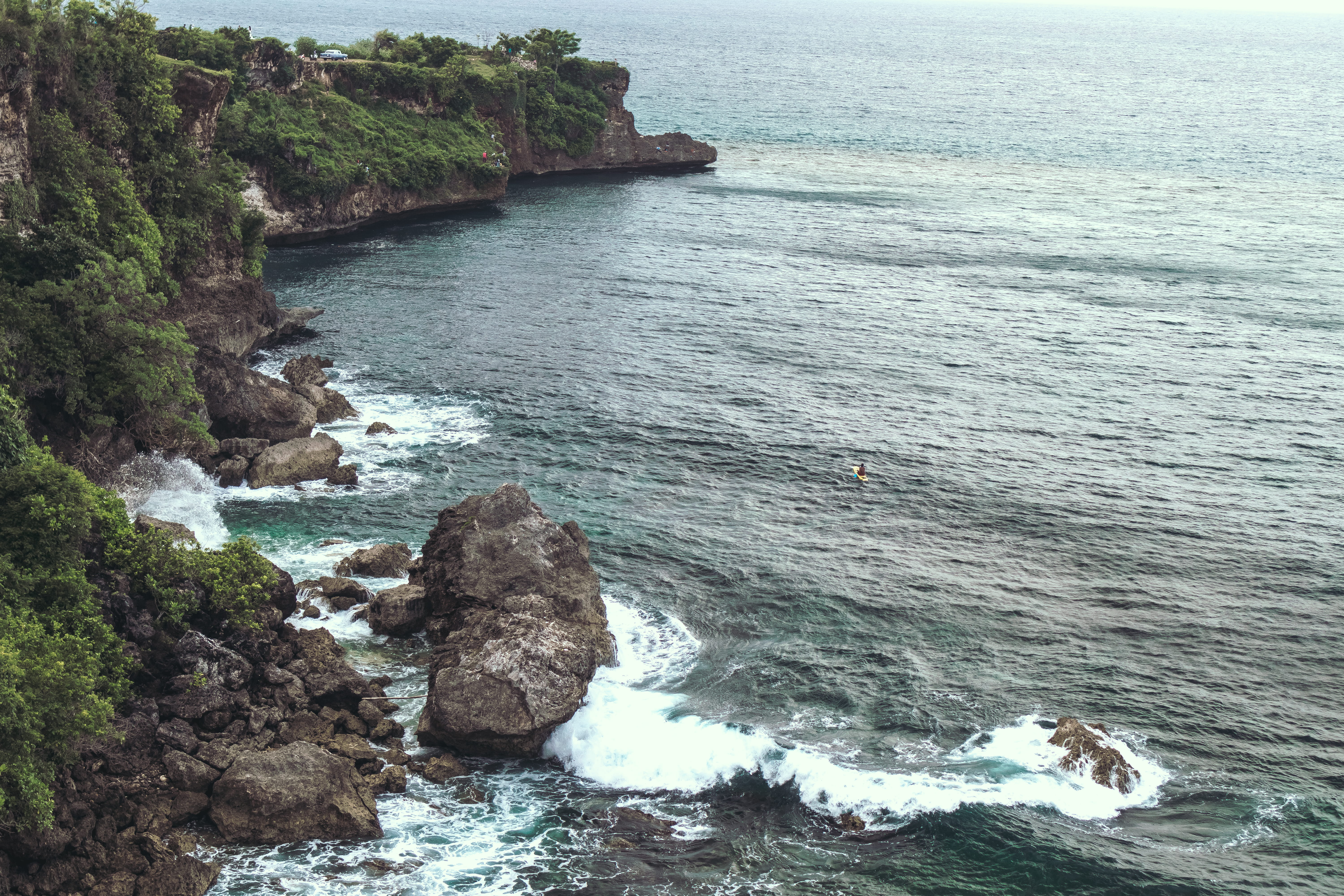 sea, motion, green, rock formation, nature, body, rocks, no people, high angle view, natural, scenic, boulders, surf, forest, land, stack rock, scenics - nature, HD Wallpaper