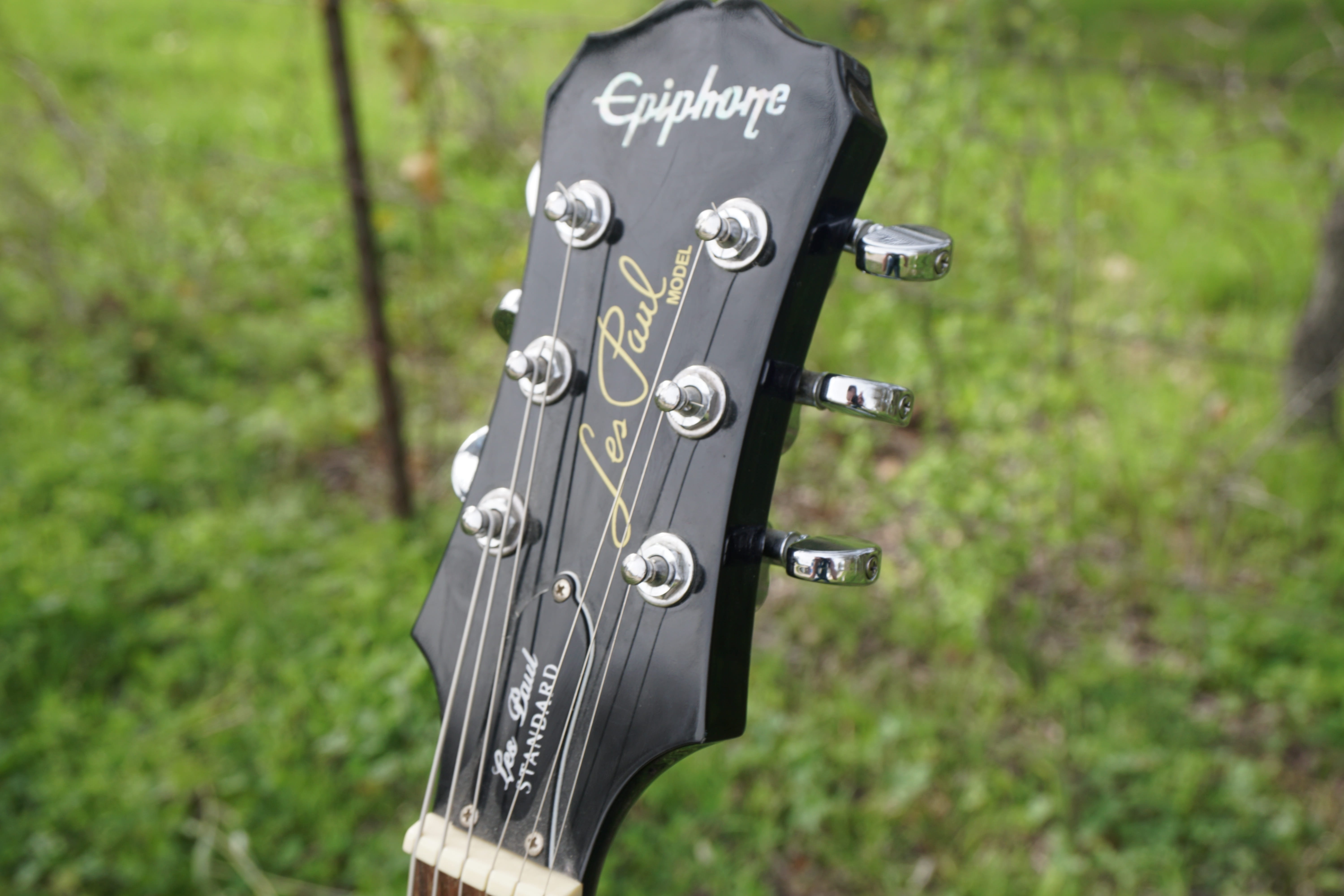 focus on foreground, musical instrument, instrument, play, electric guitar, music, plant, land, tree, rock, grass, number, guitar, communication, band, HD Wallpaper