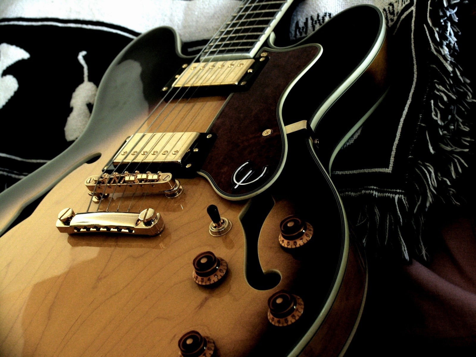 black, 720P, Guitar, Musical Instrument, Epiphone, HD Wallpaper