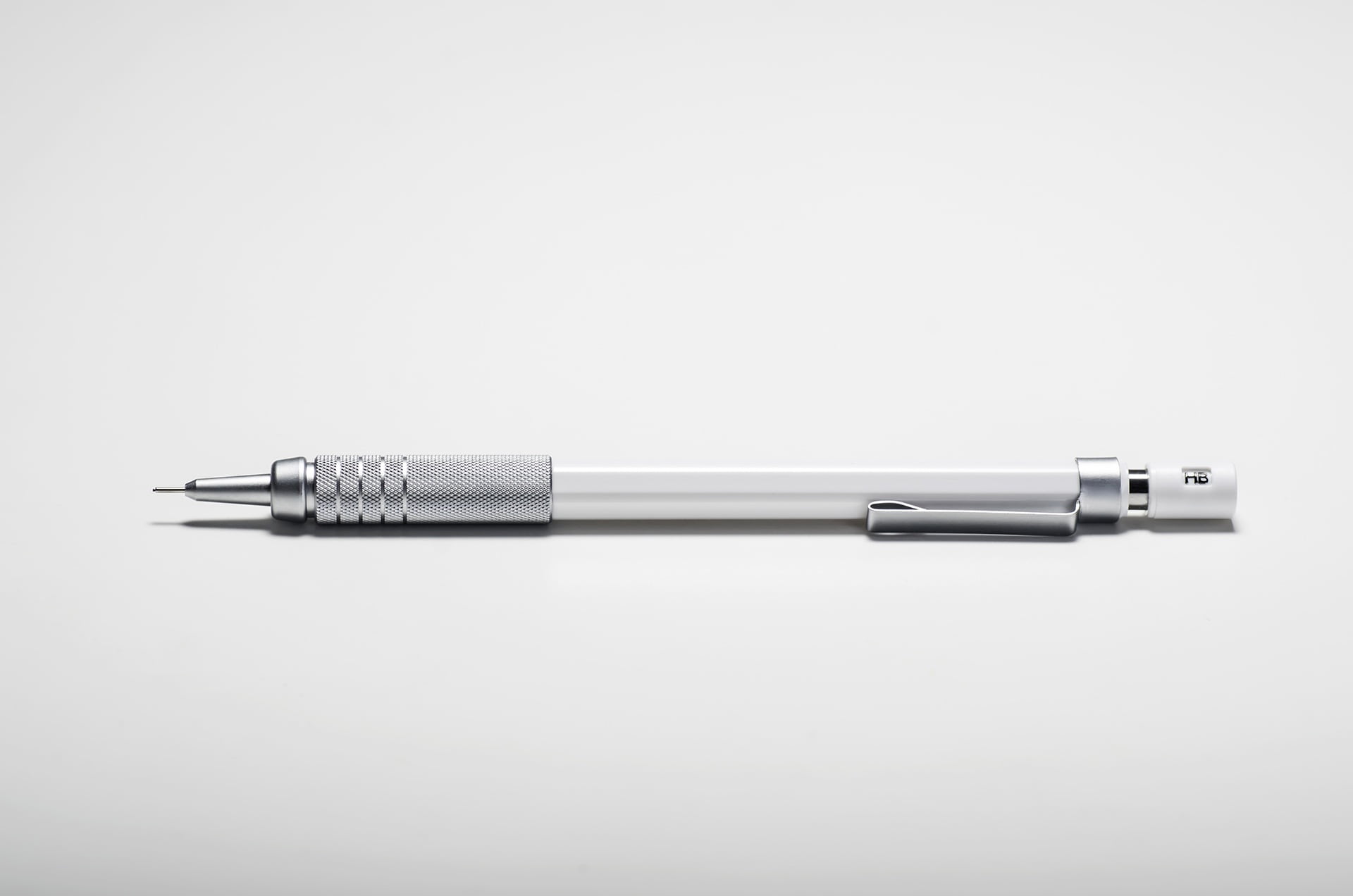 two objects, chrome, indoors, mechanical pencil, 1080P, equipment, silver - metal, white color, copy space, white background, learning, communication, HD Wallpaper