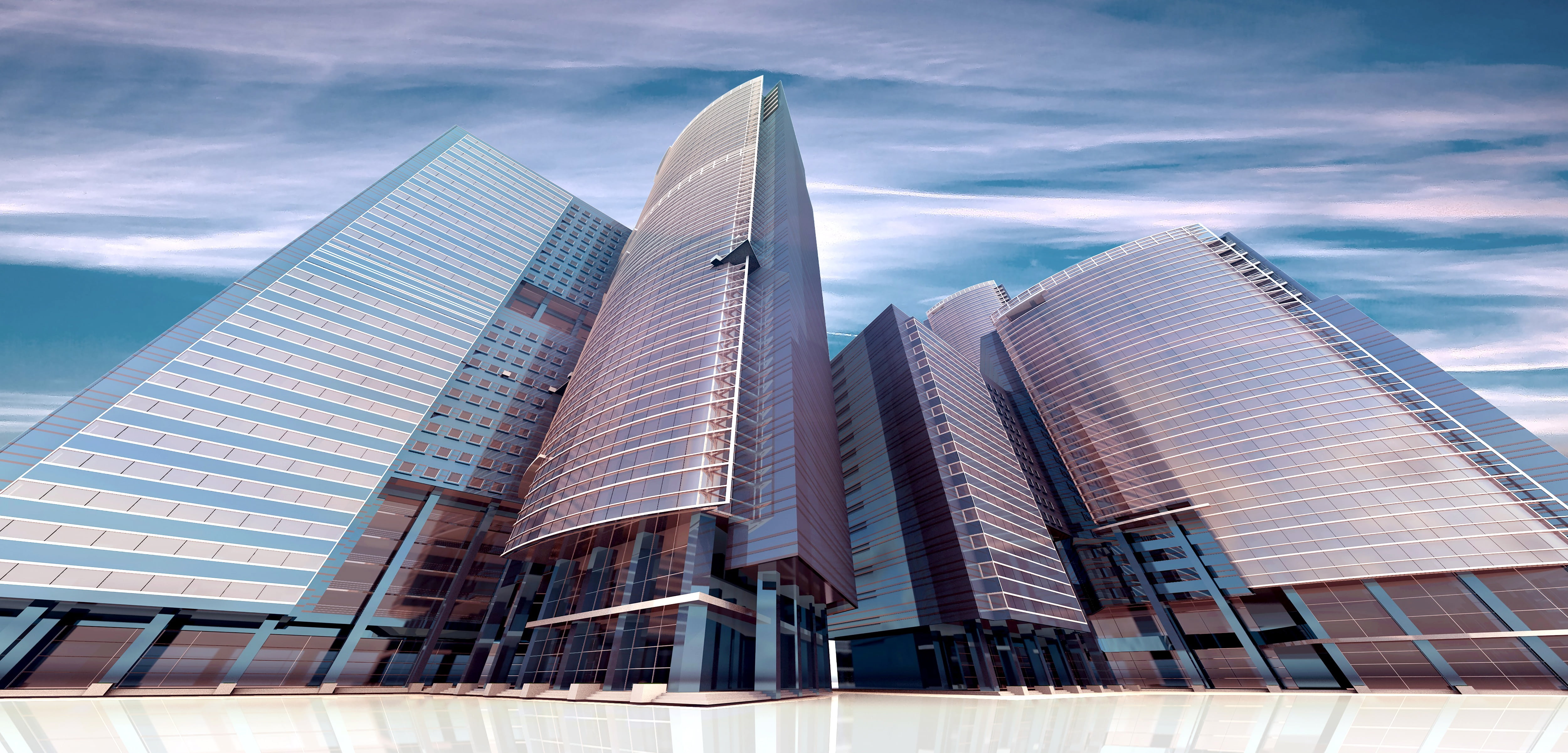 3d model, day, 4K, outdoors, urban planning, skyscraper, 3d, city life, low angle view, silhouette, worms, office, office building exterior, brown, view, HD Wallpaper