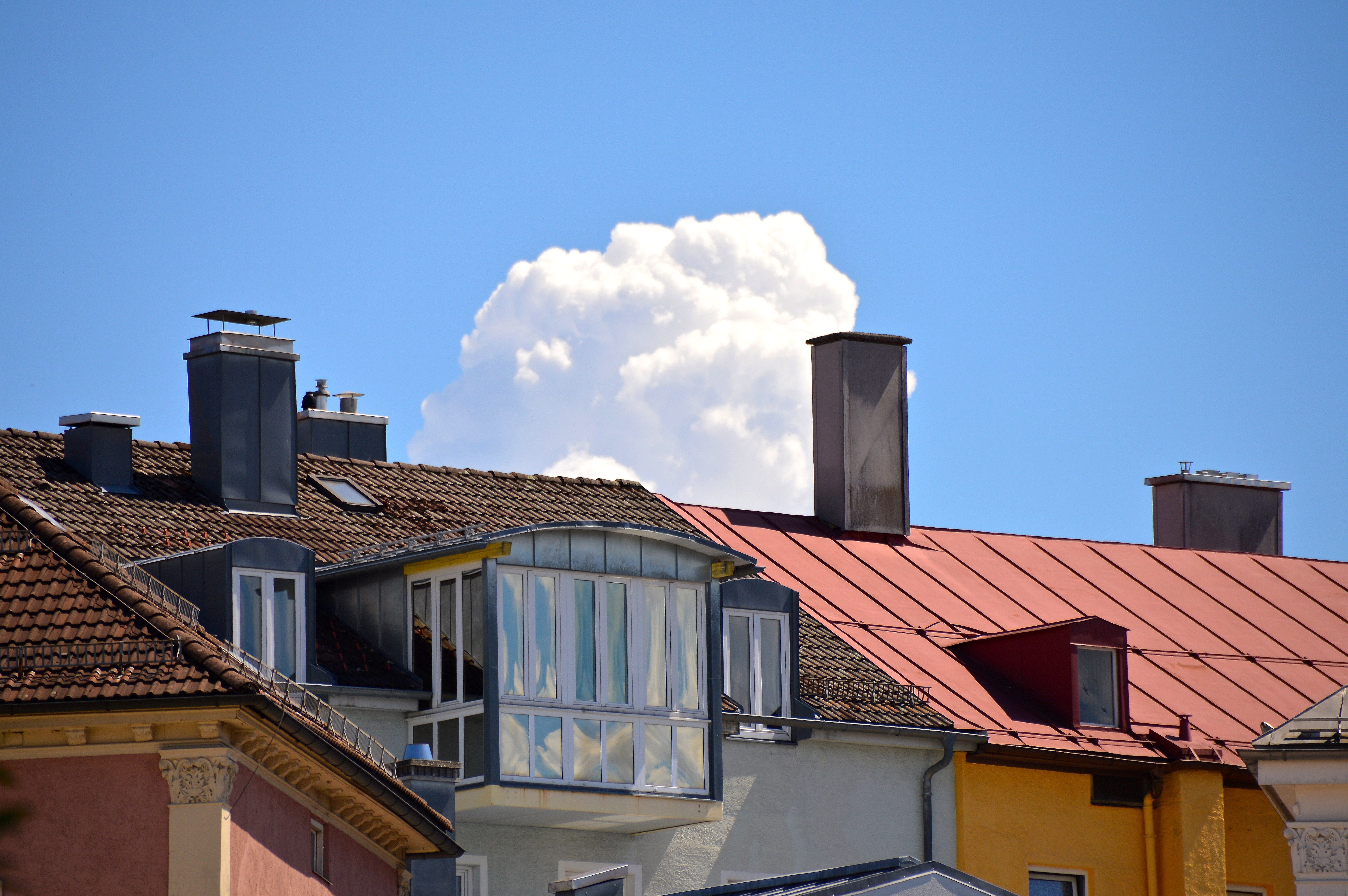 shadow, sky, high section, city, afternoon, smoke stack, factory, apartment, architecture, nature, pollution, rest, urban planning, roof tile, environmental issues, HD Wallpaper