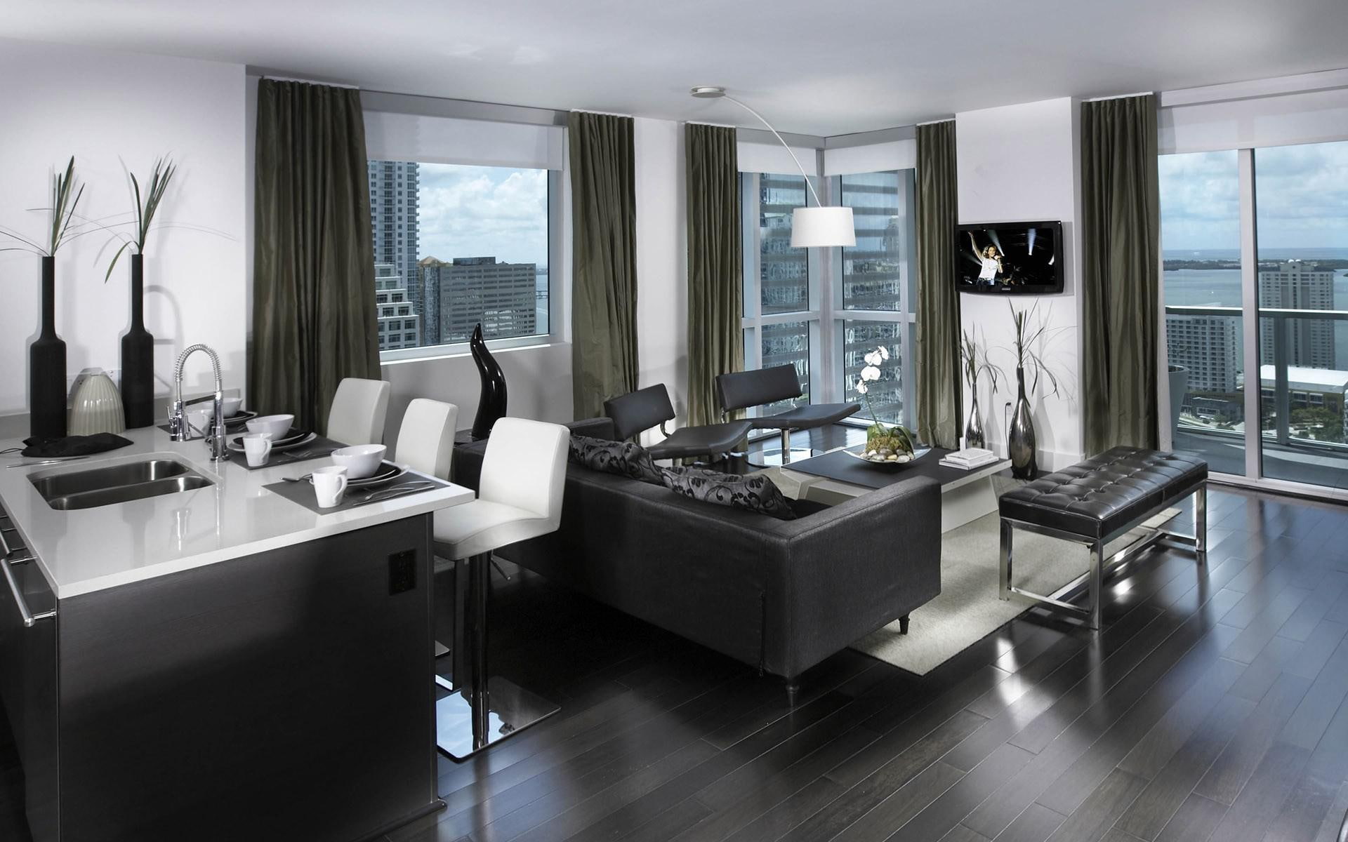 living, furniture, chair, couch, modern, apartment, 1920x1200, kitchen, set, photography, room, 1080P, HD Wallpaper