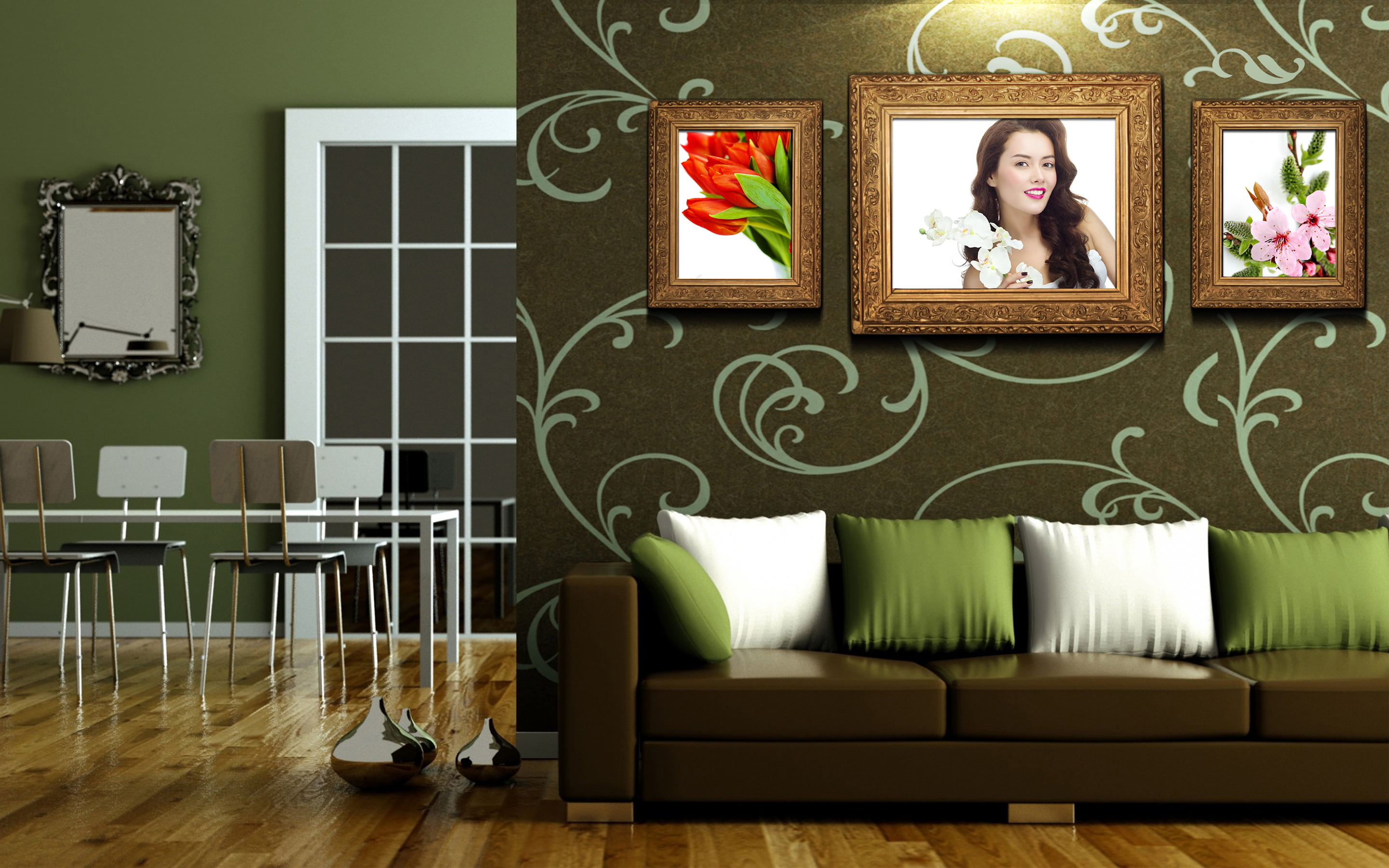 frame, picture frame, lifestyles, chair, furniture, plant, modern, portrait, decor, young adult, no People, the wall, luxury, comfortable, window, brown, HD Wallpaper