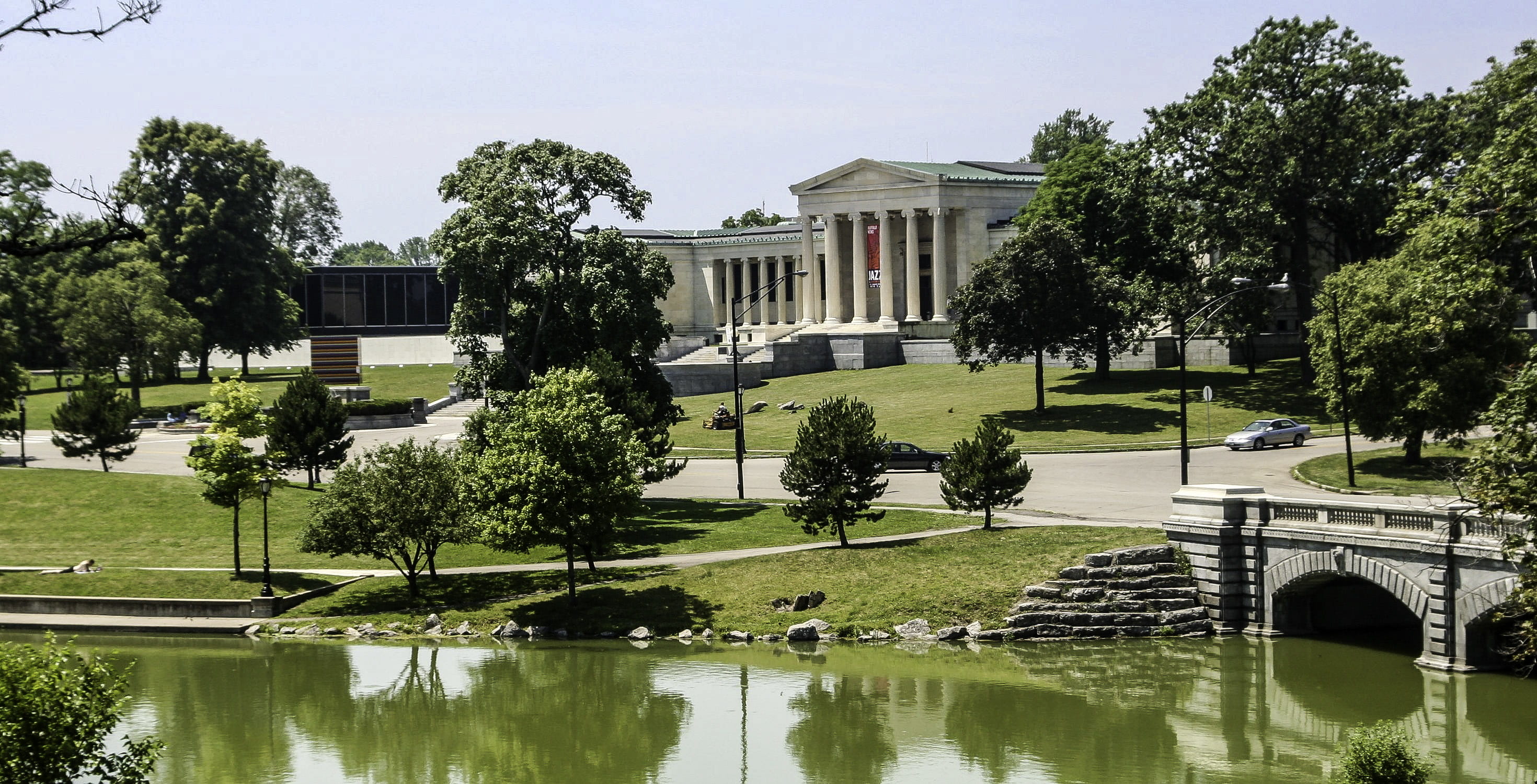 nature, art, New York, formal Garden, albright, gallery, new, building, plant, park - Man Made Space, Albright–Knox Art Gallery, reflection, buffalo, architecture, HD Wallpaper