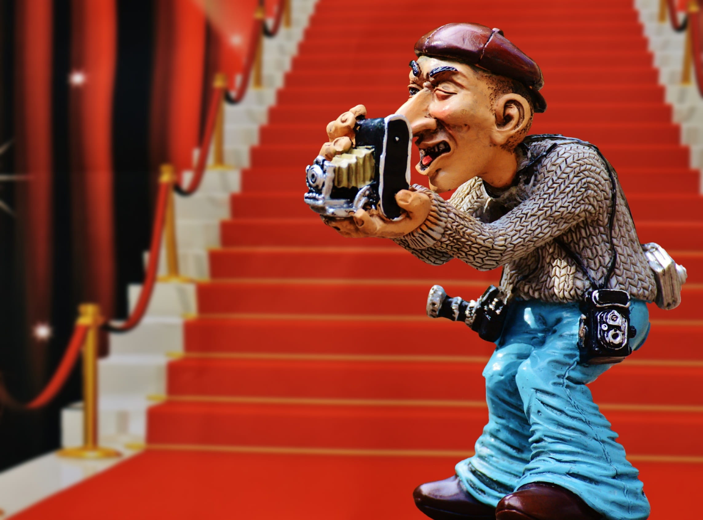 cute, standing, photography themes, indoors, photography, photograph, holding, one person, funny, staircase, paparazzi, camera - photographic equipment, HD Wallpaper