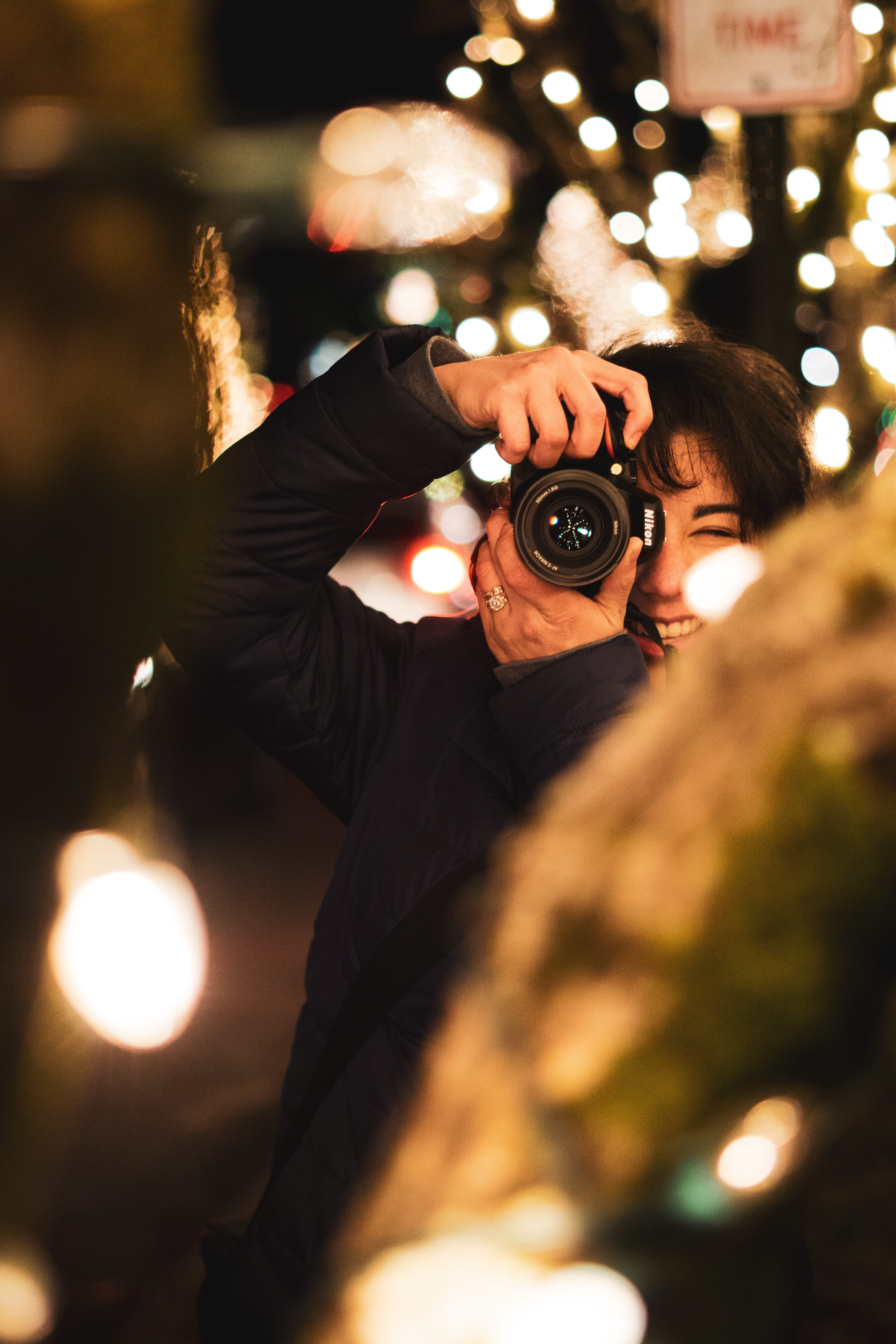 selective focus, camera, portrait, lifestyles, electronics, looking through an object, technology, 5K, activity, photography themes, clothing, illuminated, Phone HD Wallpaper