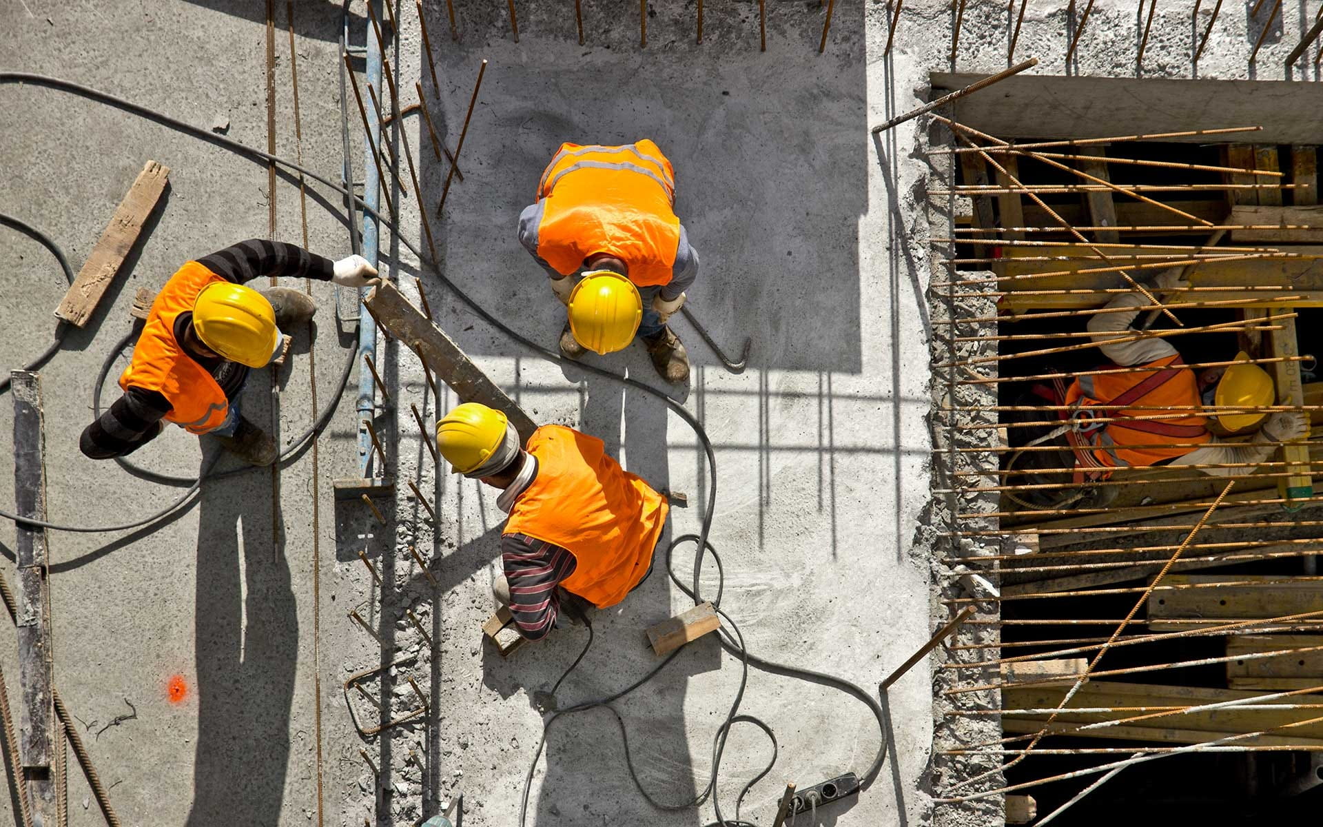 building exterior, construction industry, day, team, orange color, incomplete, construction worker, construction site, real people, expression, 1080P, HD Wallpaper