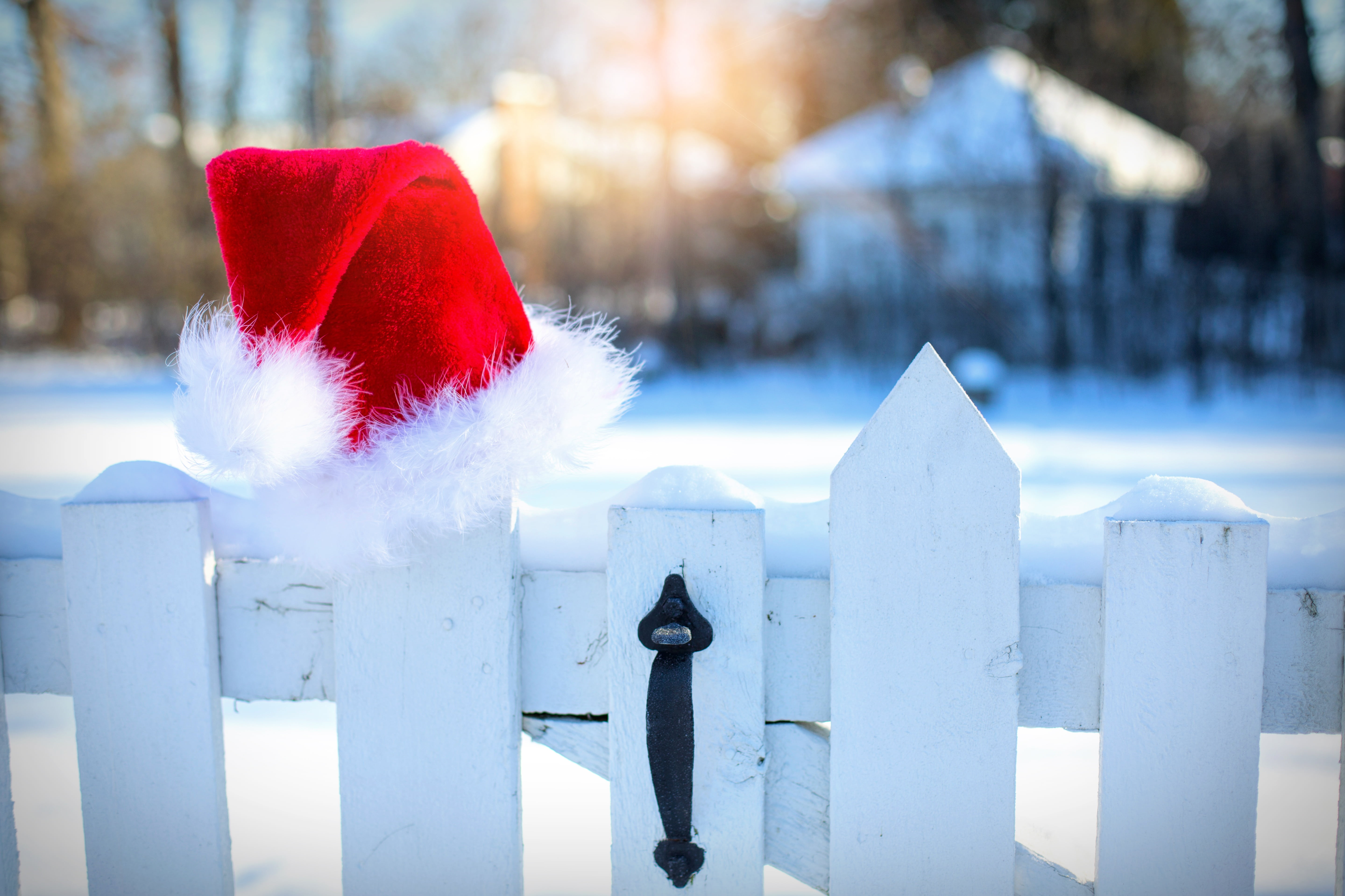 snowing, boundary, wooden, holiday, christmas, christmas decoration, december, cold temperature, top, celebration, santa, day, white, winter, claus, nature, HD Wallpaper