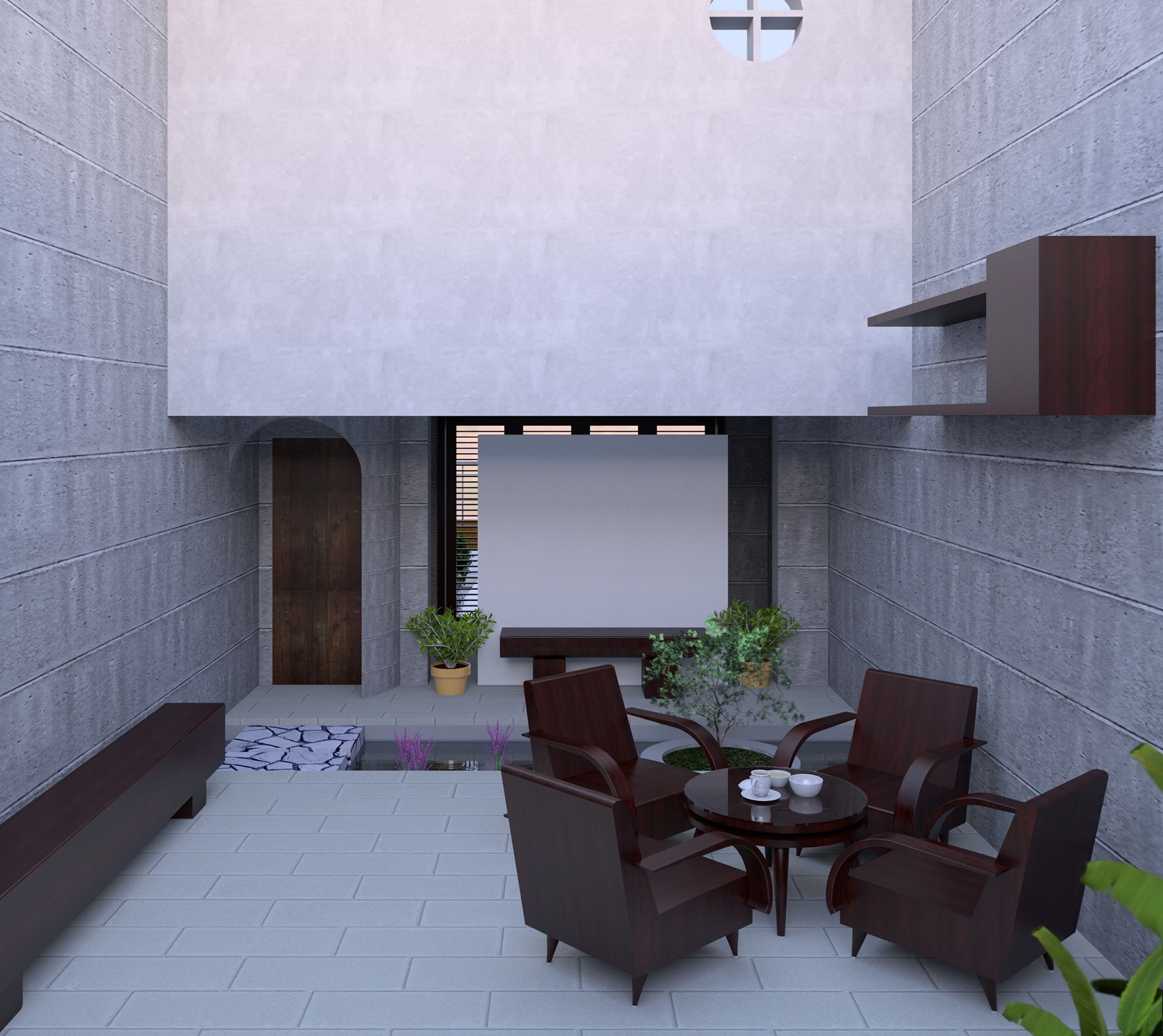 wooden, scenery, pretty, house, room, patio, home, potted plant, plant, day, flooring, chair, 3d max, home interior, daytime, building, furniture, tiled floor, HD Wallpaper