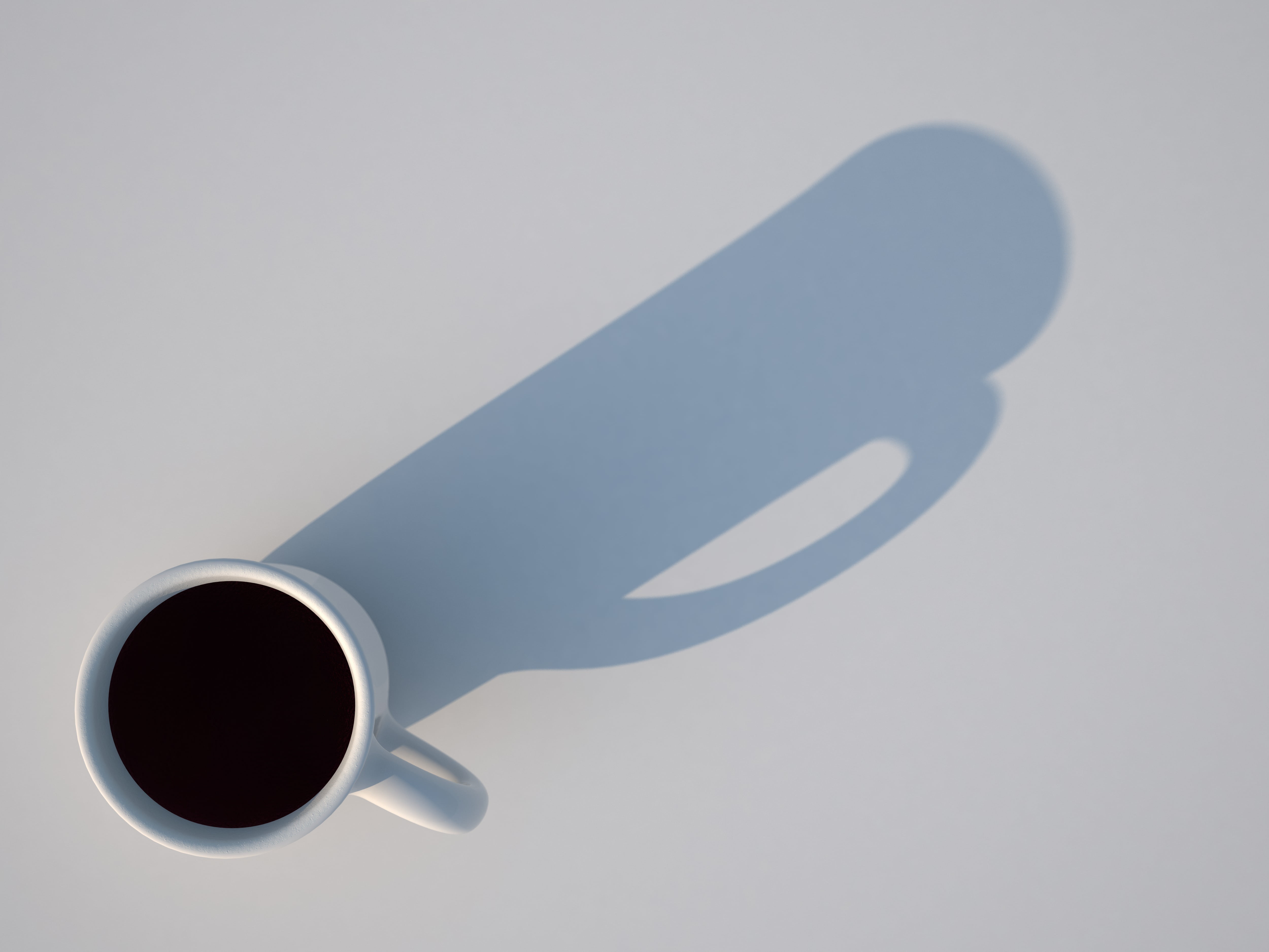 high angle view, 4K, visualization, no people, colored background, coffee cup, drink, 3d, indoors, crockery, mug, white background, food and drink, day, HD Wallpaper