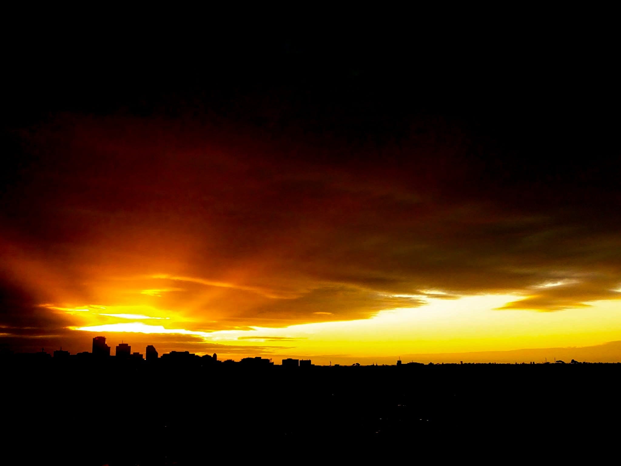 dusk, city, beauty in nature, skyline, cloud - sky, yellow, australia, evening, sunset, tranquil scene, scenic, clouds, landscape, outdoors, orange color, HD Wallpaper