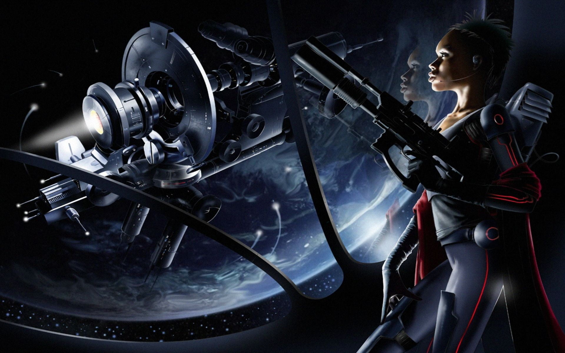 young adult, space, fantasy art, machinery, occupation, engine, garage, arts culture and entertainment, clothing, metal, portrait, standing, 1080P, adult, HD Wallpaper