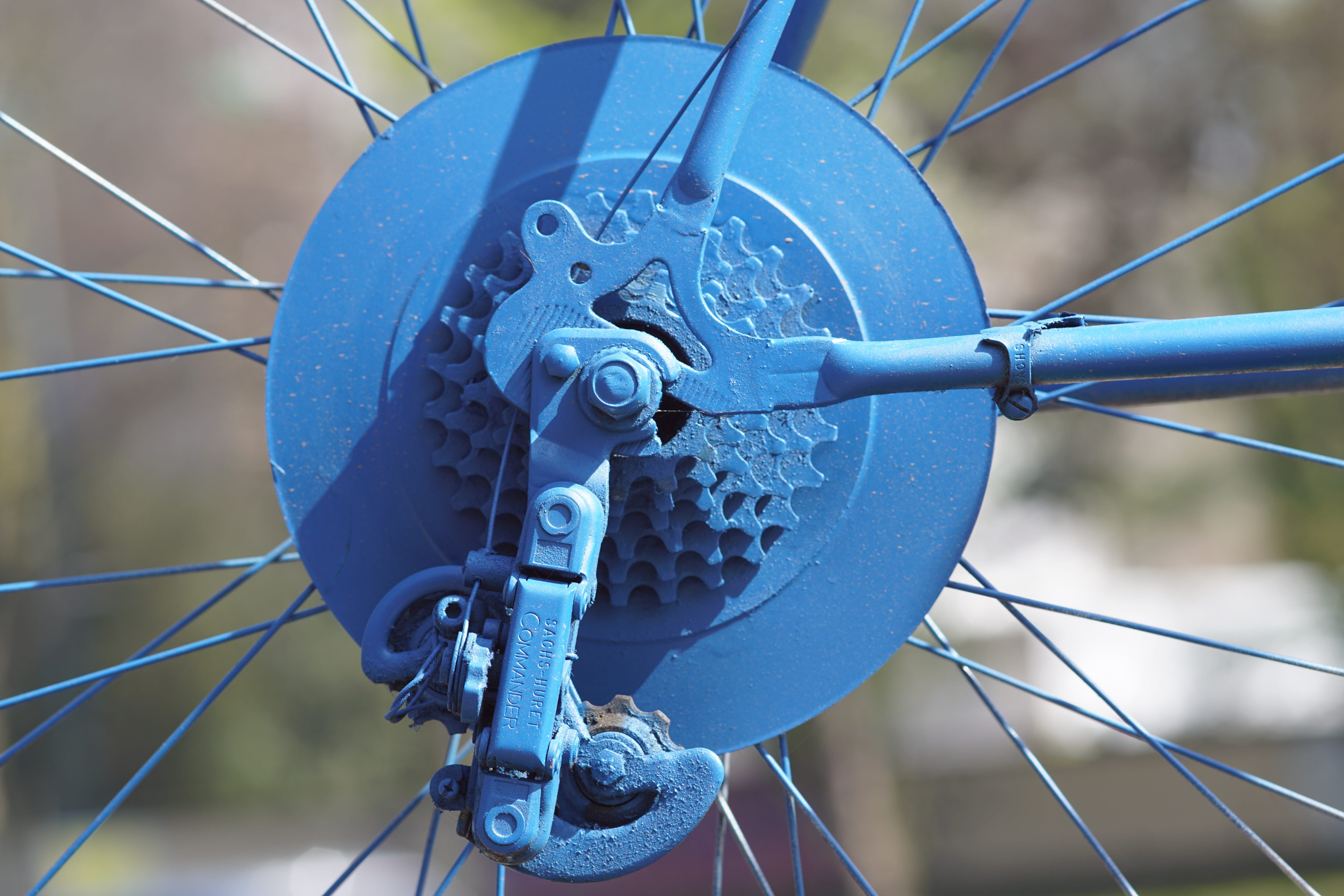 close-up, complexity, blue, transportation, metal, spoke, detail photography, 5K, machine part, bicycle spokes, industry, connection, no people, day, Bicycle, HD Wallpaper