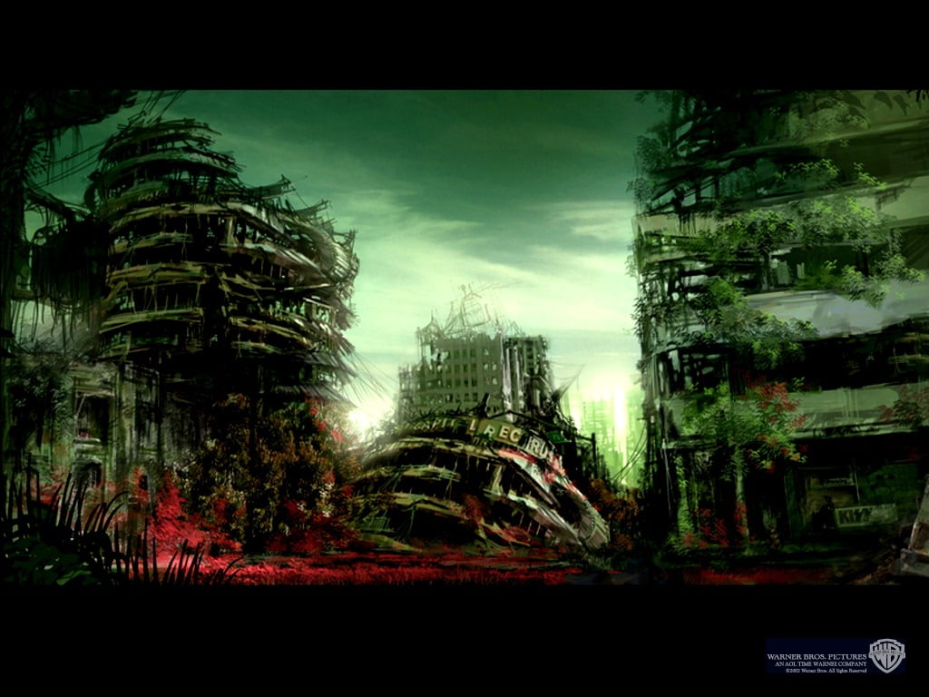 devistation, terminator, salvation, 480P, art, cinema, drawing, hd, entertainment, destruction, machines, movies, HD Wallpaper